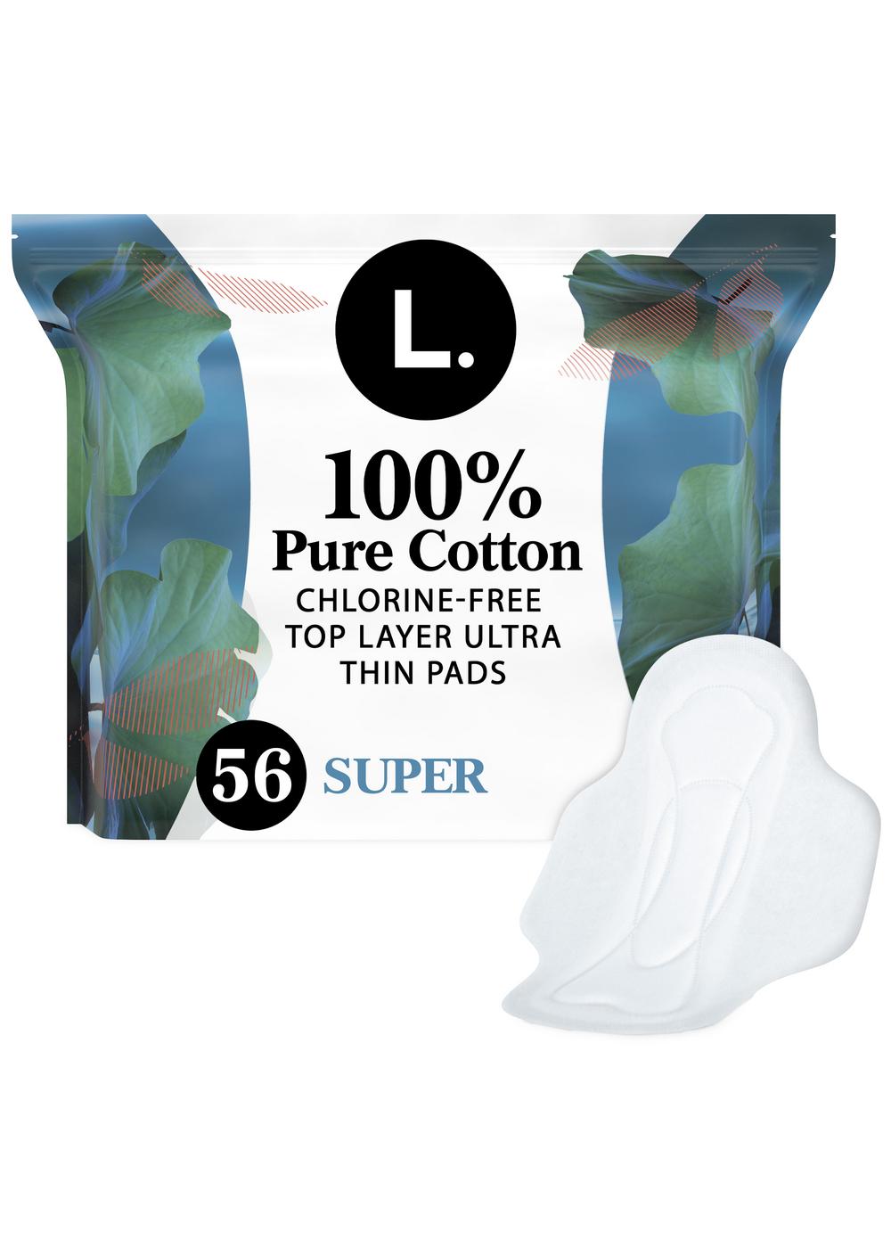 Ultra Thin Pads, Super Absorbency, 56 Ct, 100% Pure Cotton, 53% OFF