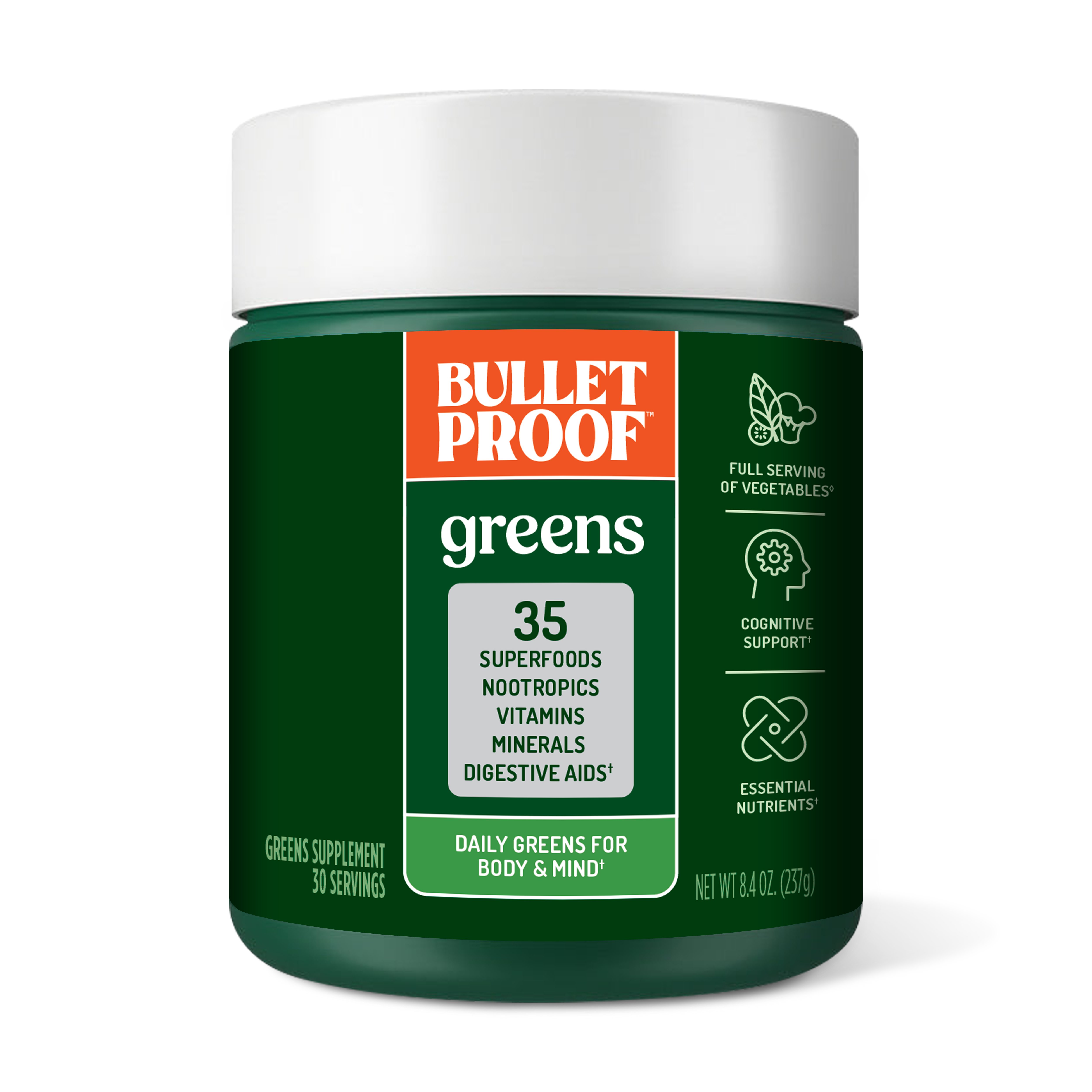 Bulletproof Daily Greens for Body & Mind, 8.4 oz