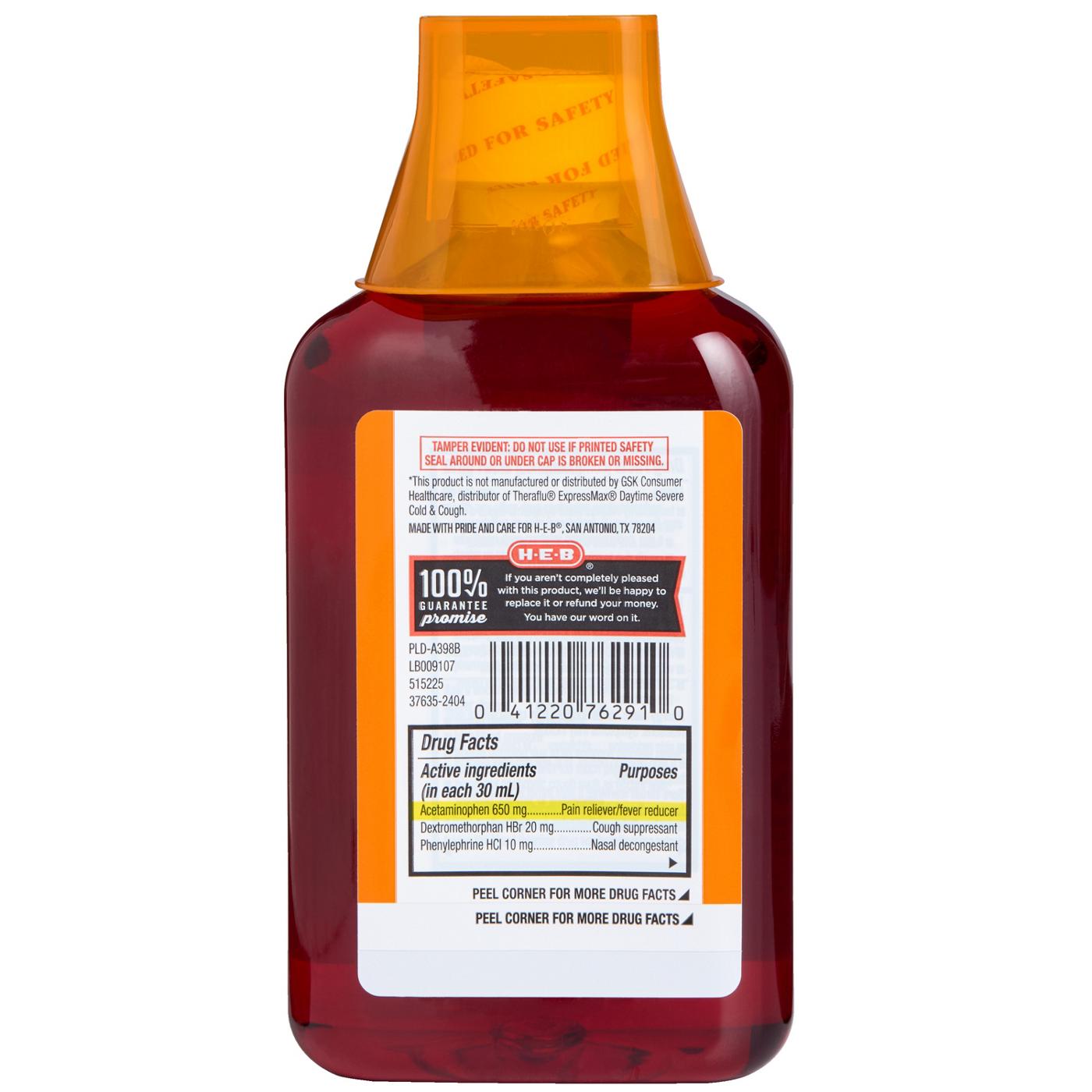H-E-B Daytime Severe Cold & Cough Pain Relief Liquid - Berry
