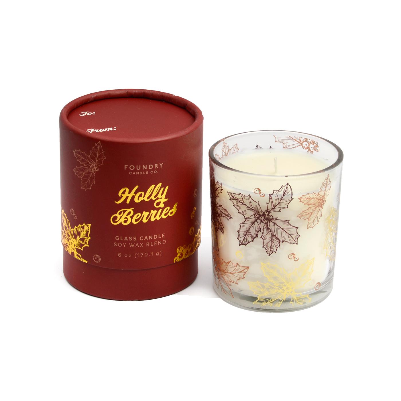 Foundry Candle Co. Holly Berries Scented Soy Glass Candle Shop