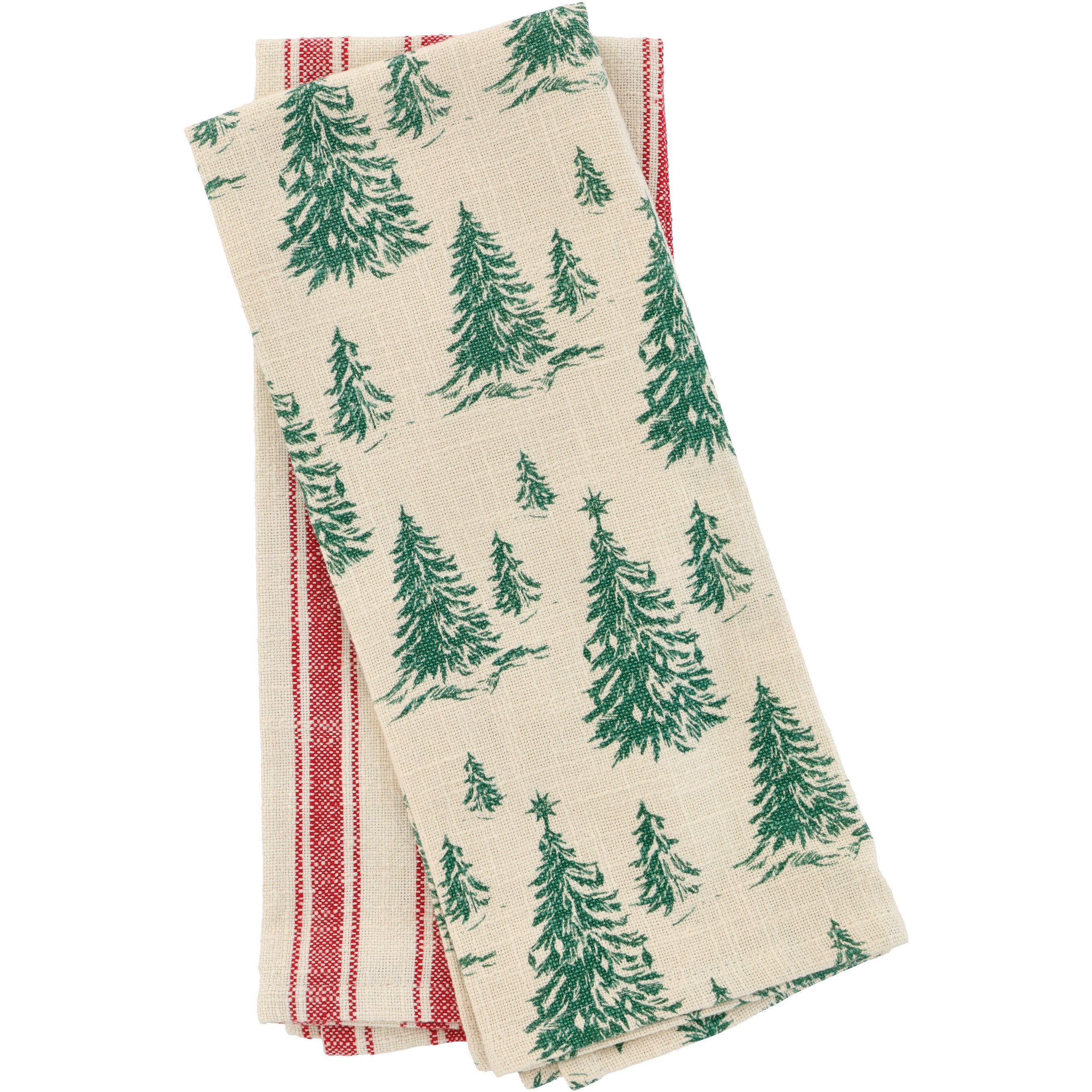 Destination Holiday Christmas Trees & Stripes Kitchen Towels, 2 Pk