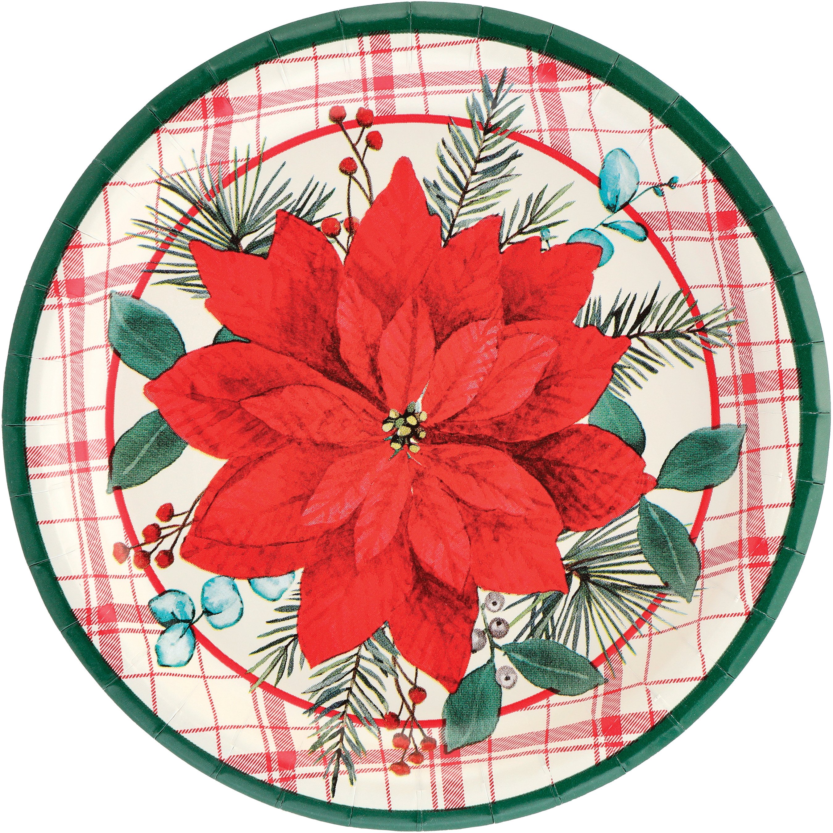 Destination Holiday Christmas Poinsettia Lunch Paper Plates, 8 Ct