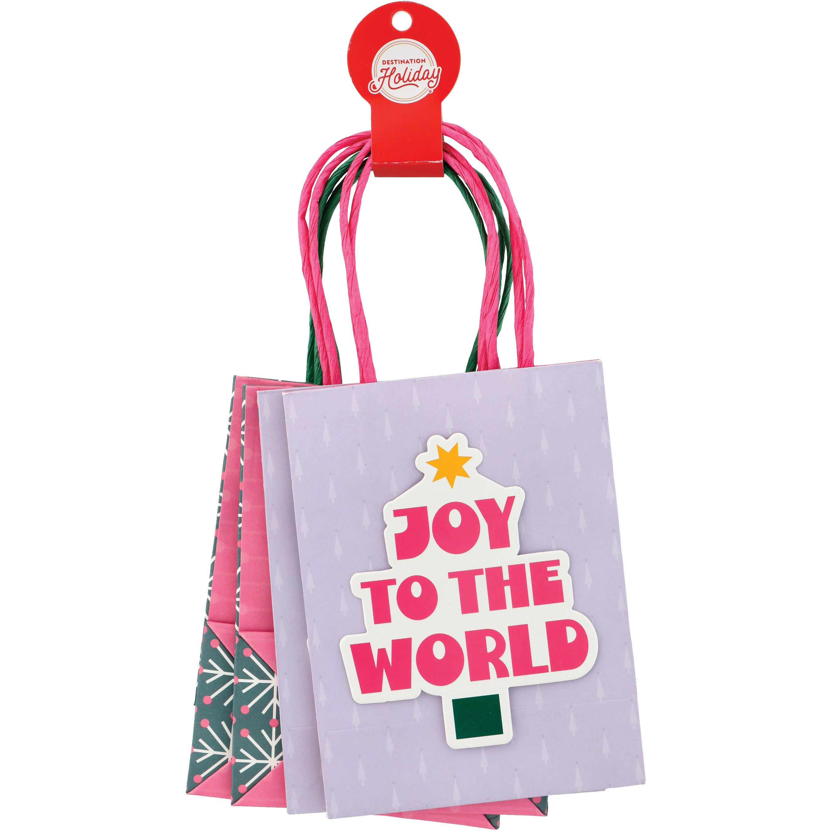 Destination Holiday Snowflakes & Joy to the World Mini Gift Bags, 4 Pk