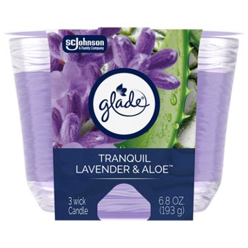 Glade Tranquil Lavender & Aloe 3 Wick Candle, 6.8 oz
