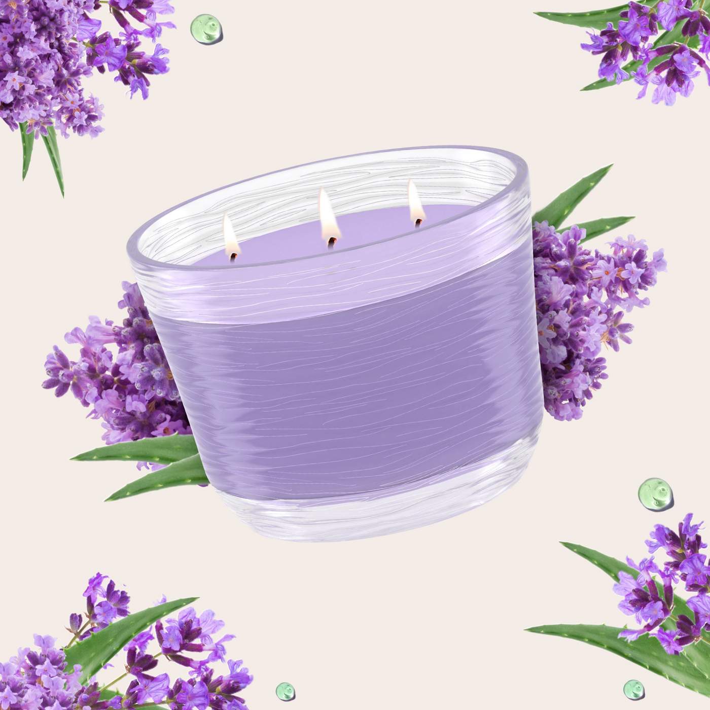 Glade Tranquil Lavender & Aloe 3 Wick Candle; image 4 of 11
