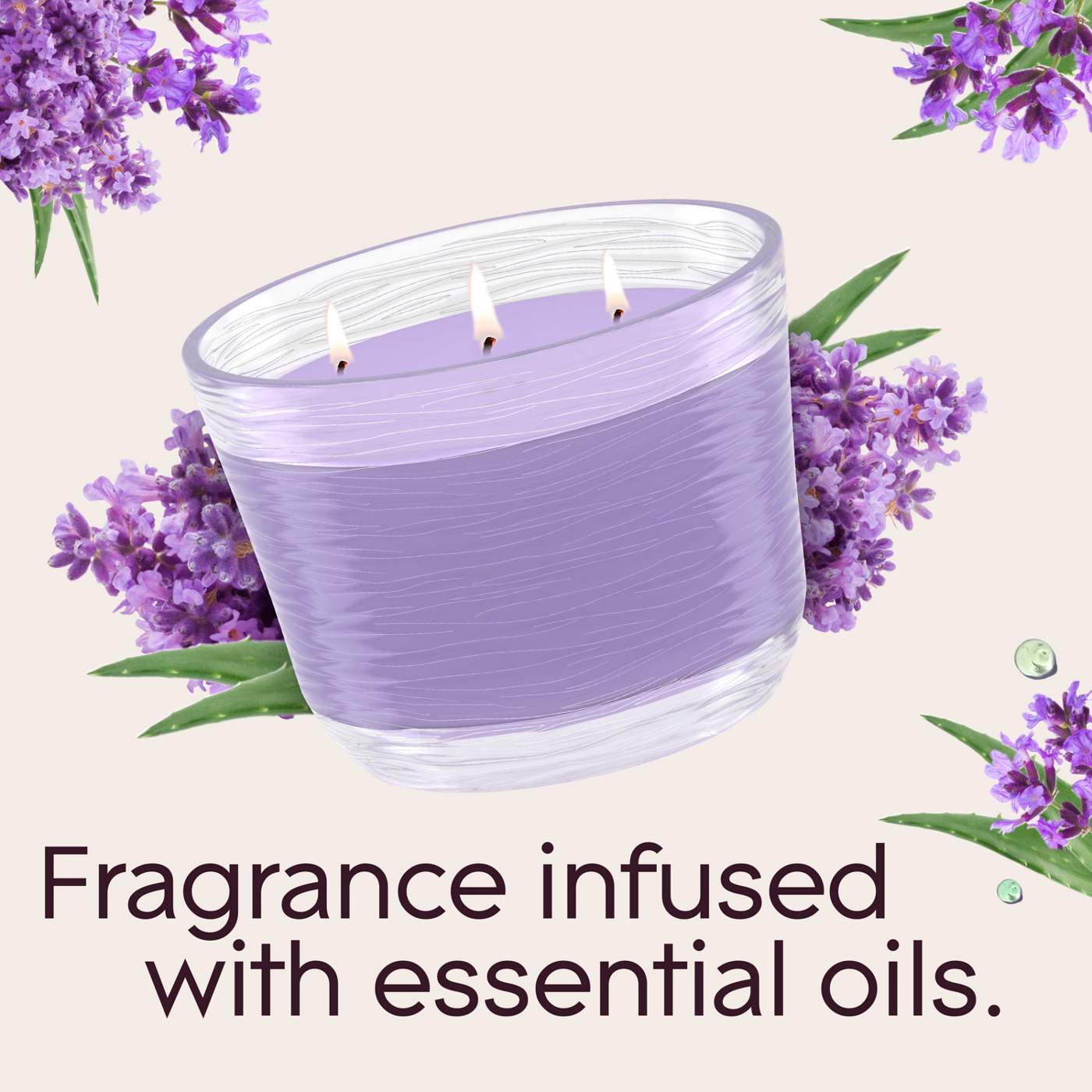 Glade Tranquil Lavender & Aloe 3 Wick Candle; image 7 of 11