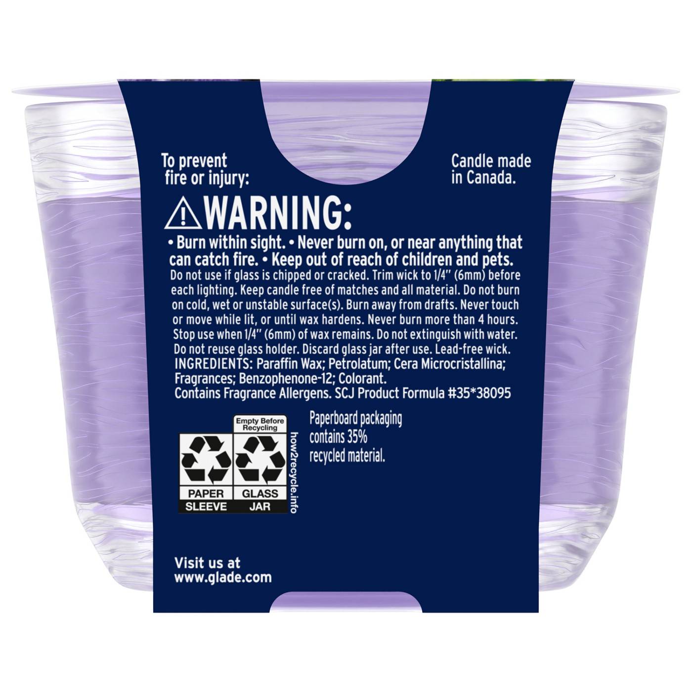 Glade Tranquil Lavender & Aloe 3 Wick Candle; image 9 of 11