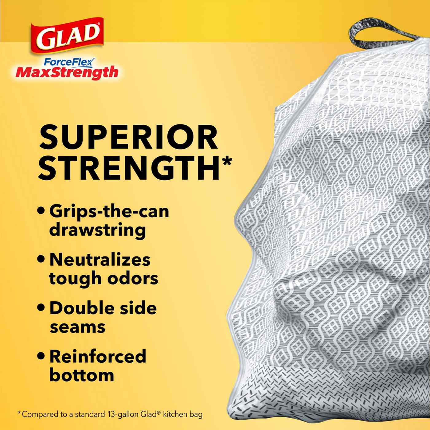 Glad ForceFlex MaxStrength Tall Kitchen Drawstring Trash Bags with Clorox, 13 Gallon - Mountain Air Scent; image 9 of 9