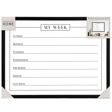 Sheffield Home Weekly Planner Black Frame Dry Erase Board, 17" x 23"