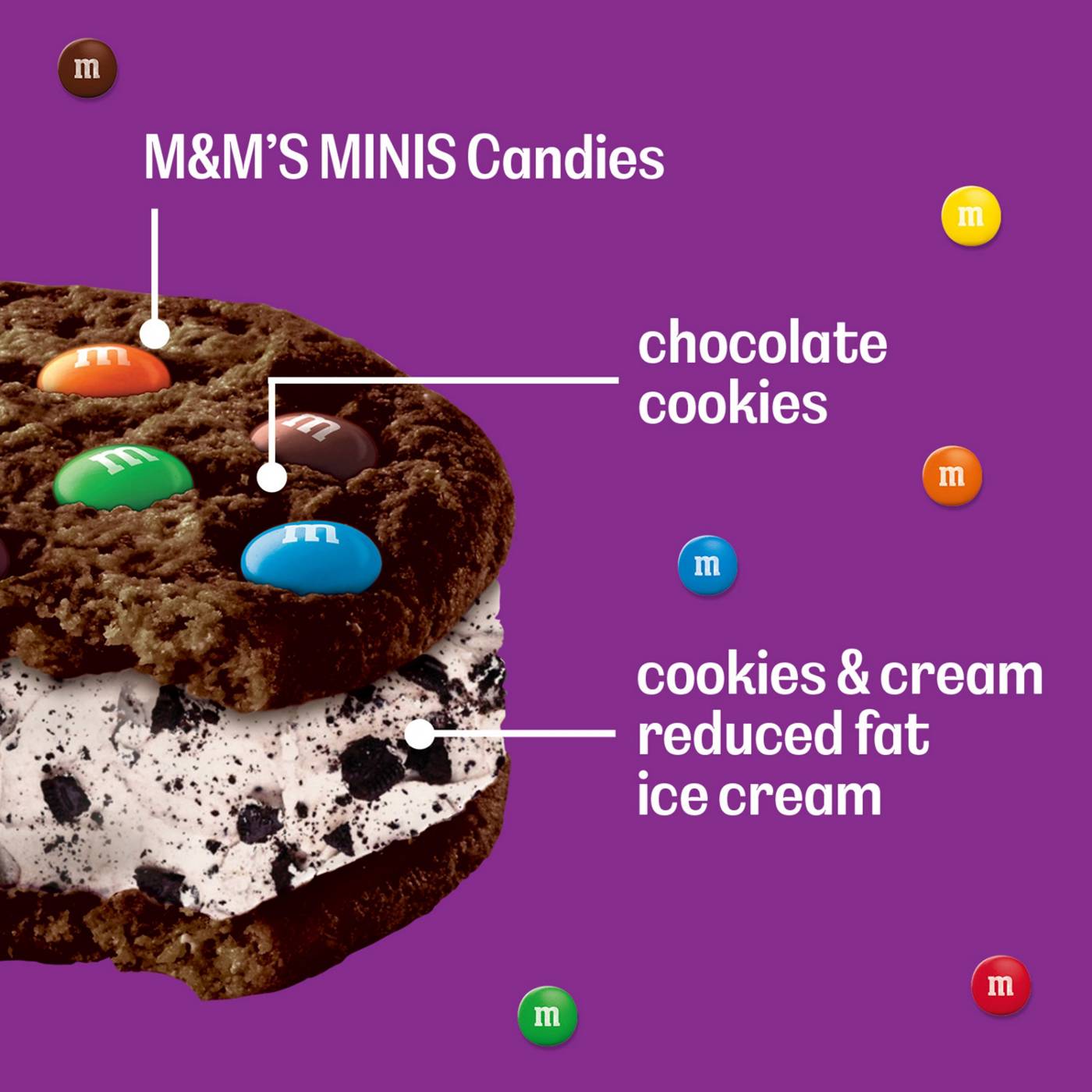 M&M'S Cookies & Cream Chocolate Cookie Ice Cream Sandwiches; image 2 of 10