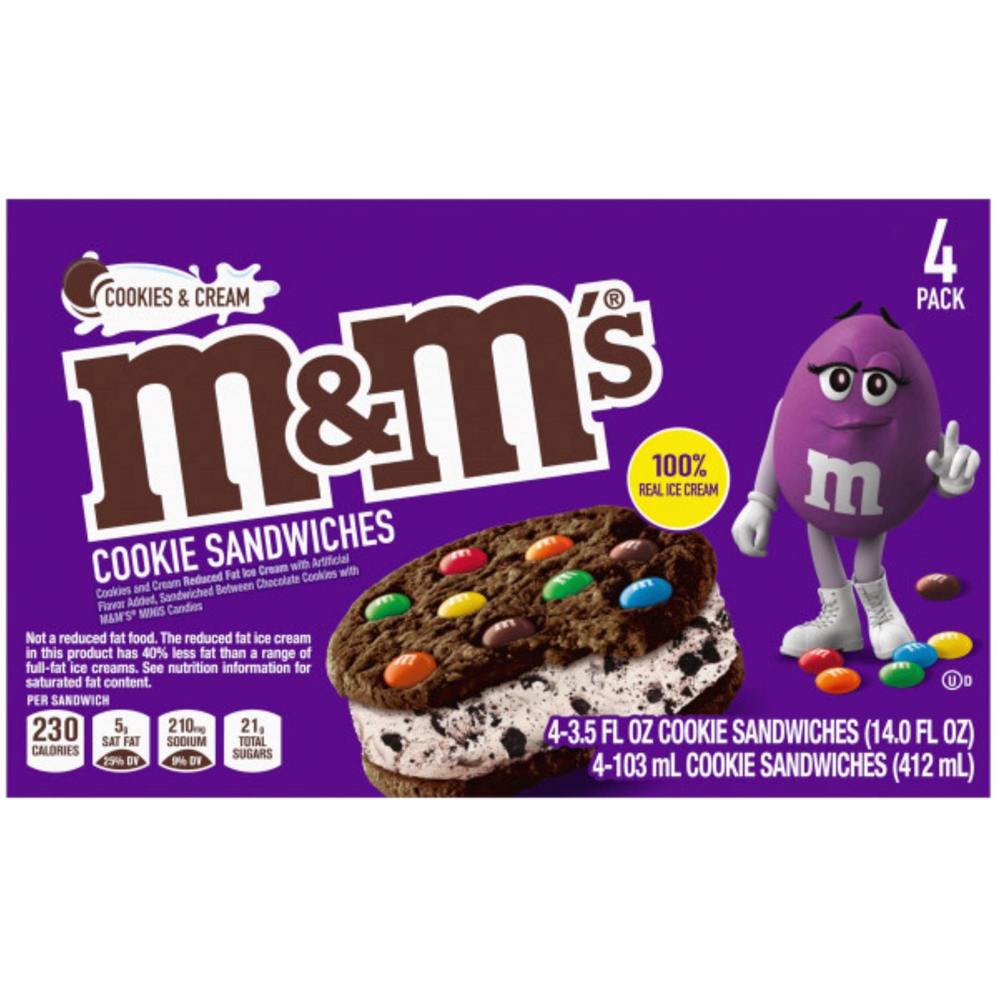 M&M's Cookies & Cream Chocolate Cookie Ice Cream Sandwiches; image 2 of 2
