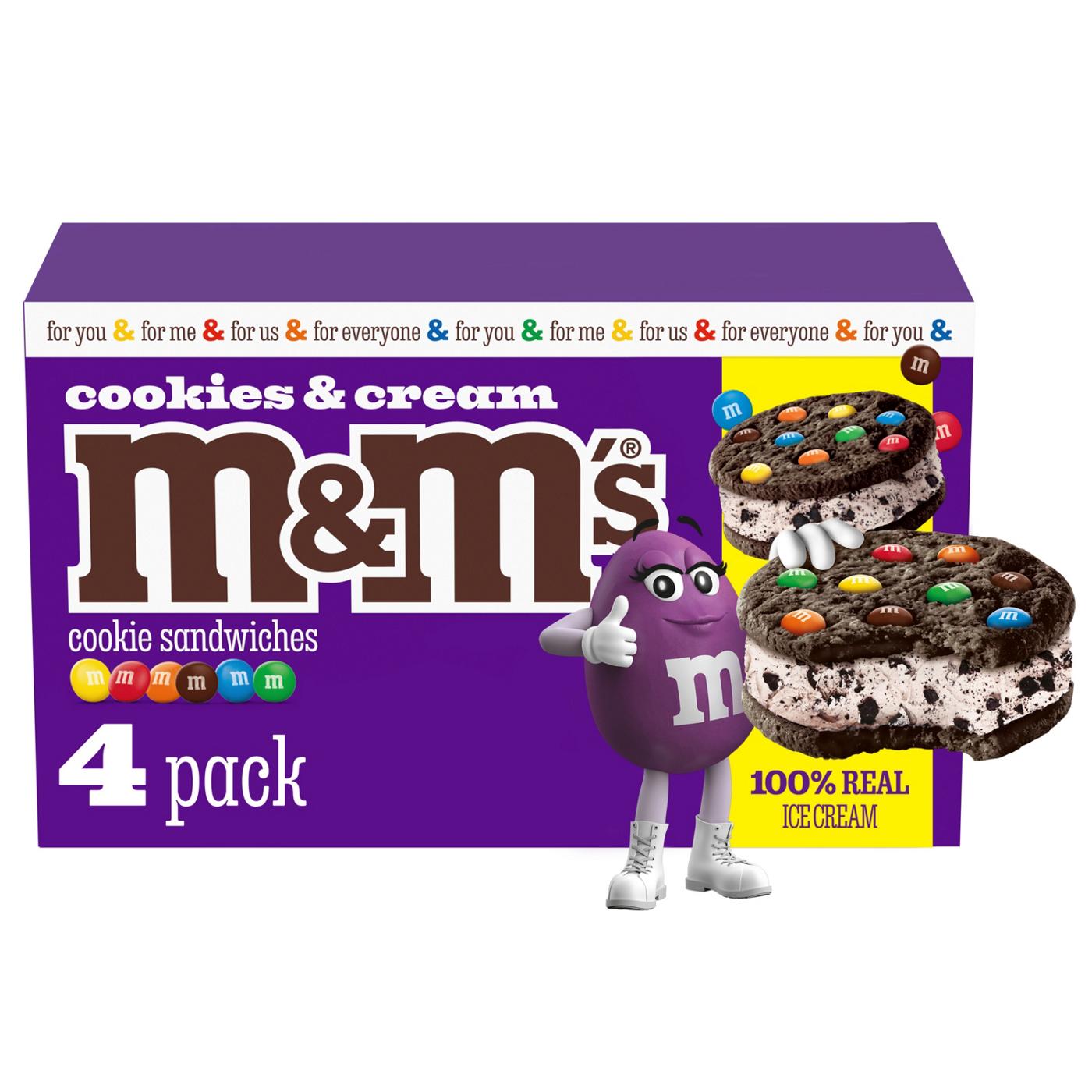 M&M'S Cookies & Cream Chocolate Cookie Ice Cream Sandwiches; image 4 of 10