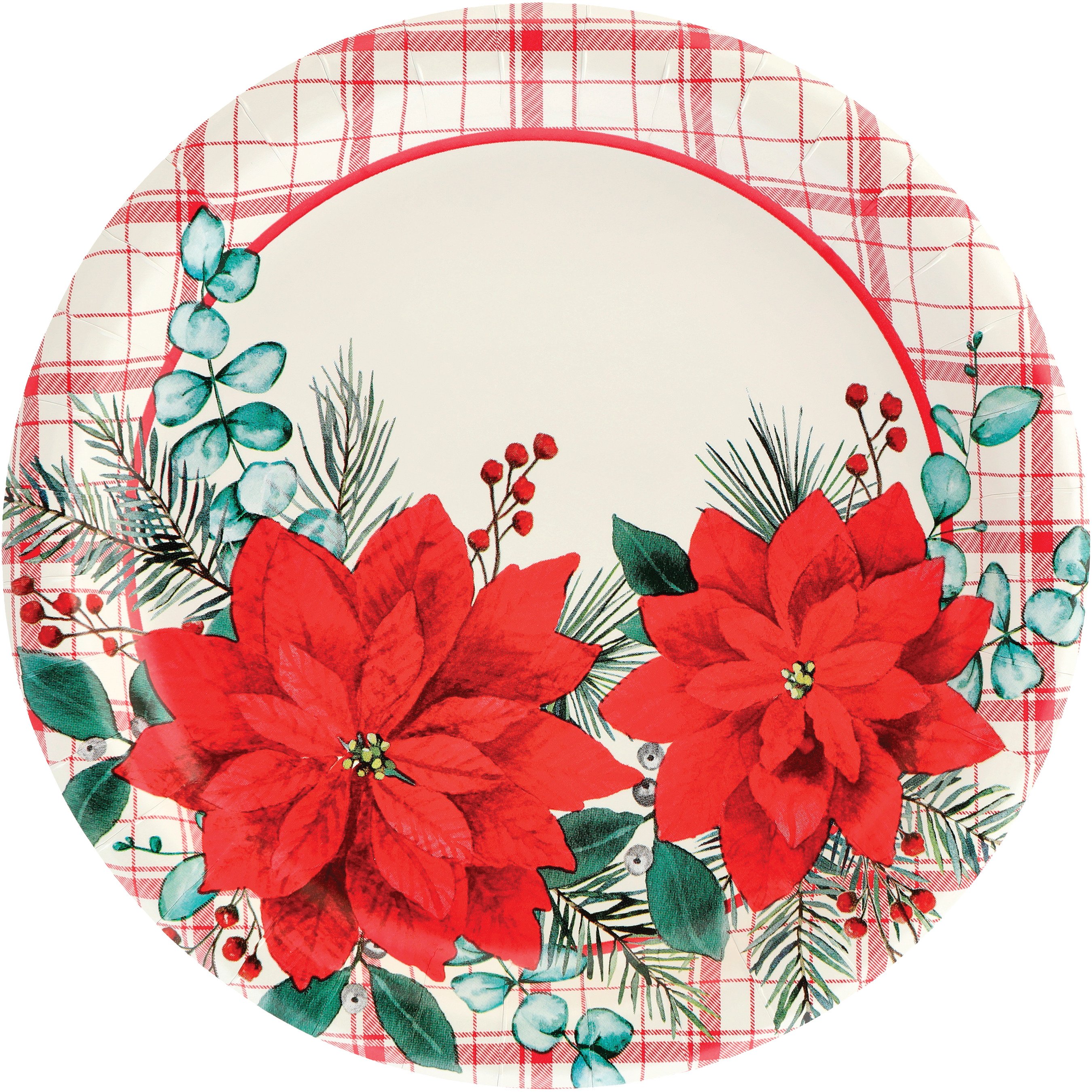 Destination Holiday Plaid Poinsettia Dinner Paper Plates, 8 Ct Shop