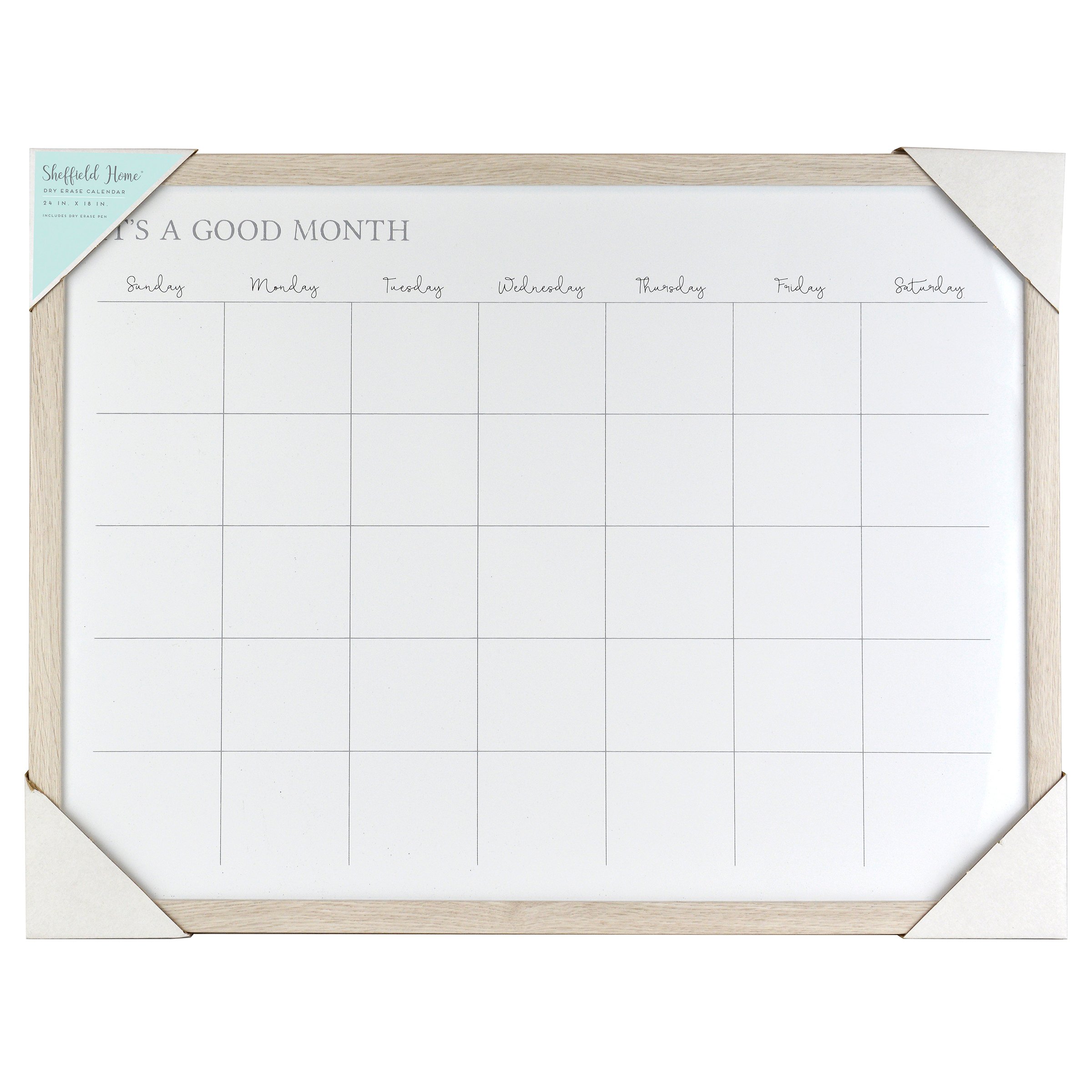 Sheffield Home Monthly Planner Wood Frame Dry Erase Calendar Shop