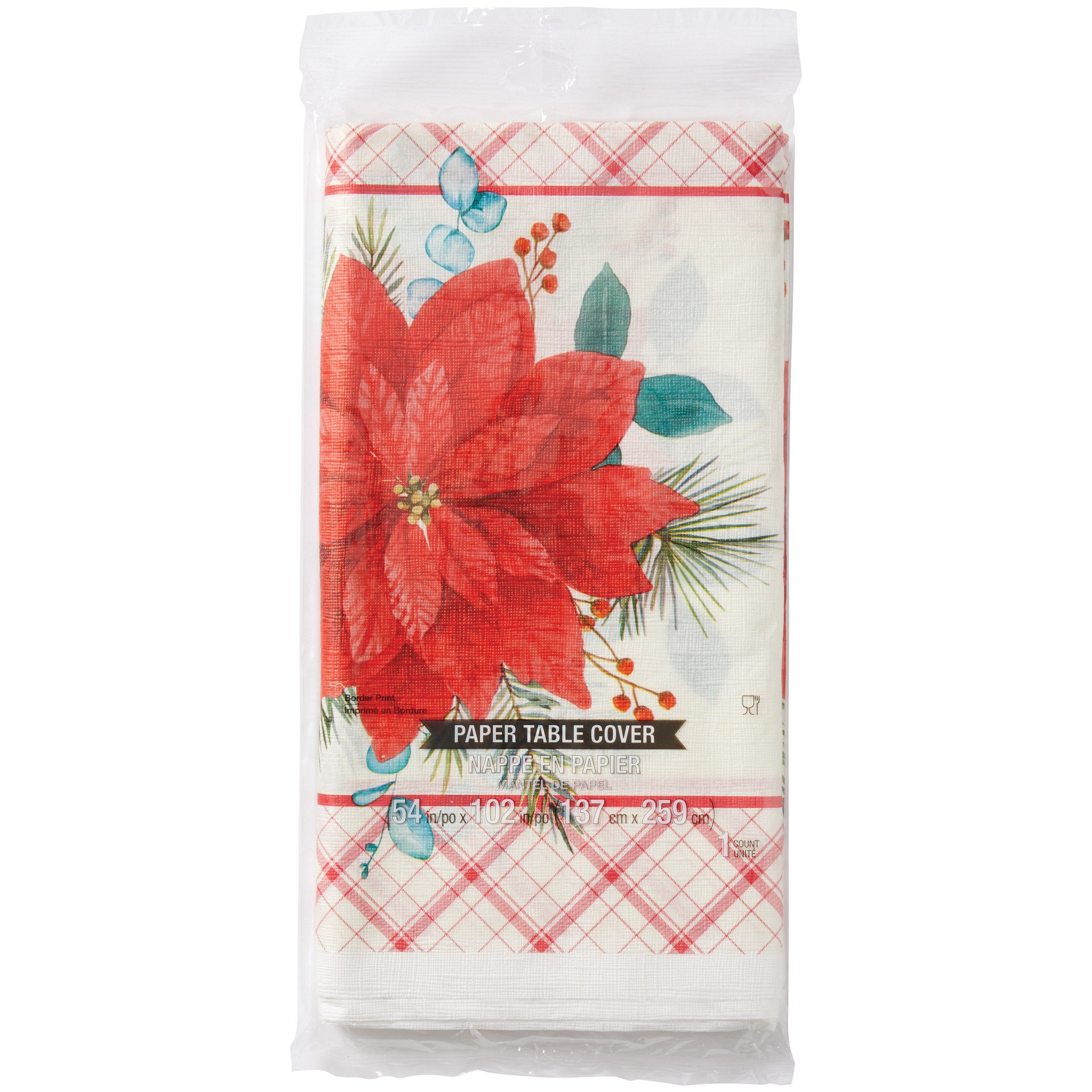 Destination Holiday Plaid Poinsettia Paper Table Cover Shop Napkins