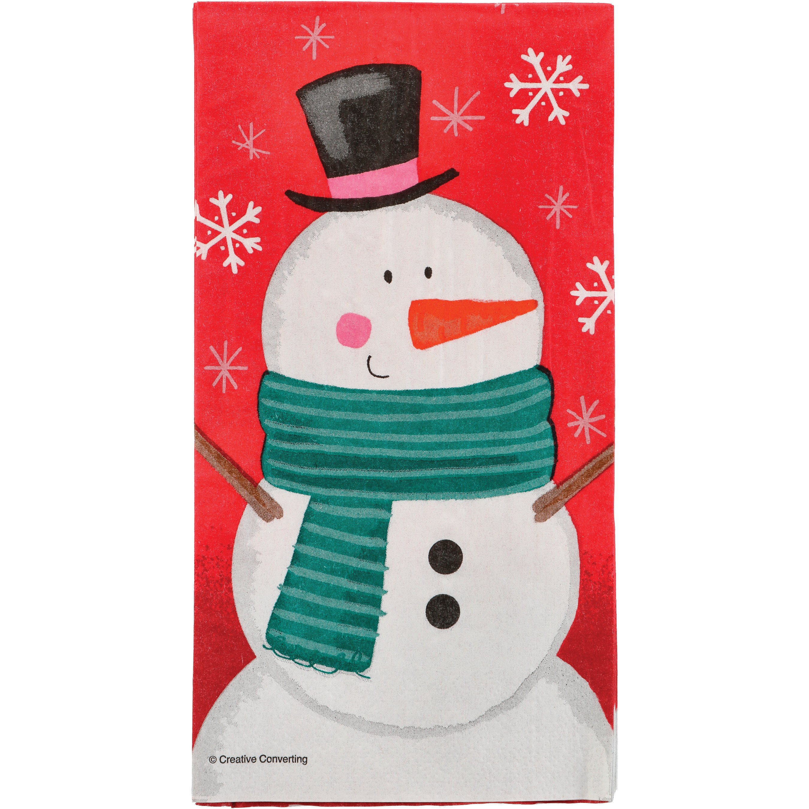 Dinner Cloth Napkins Set of 4 Washable Wrinkle-Free Cocktail Napkins Winter  Theme Christmas Holiday Cute Snowman in Snow Scene Decor Napkins for