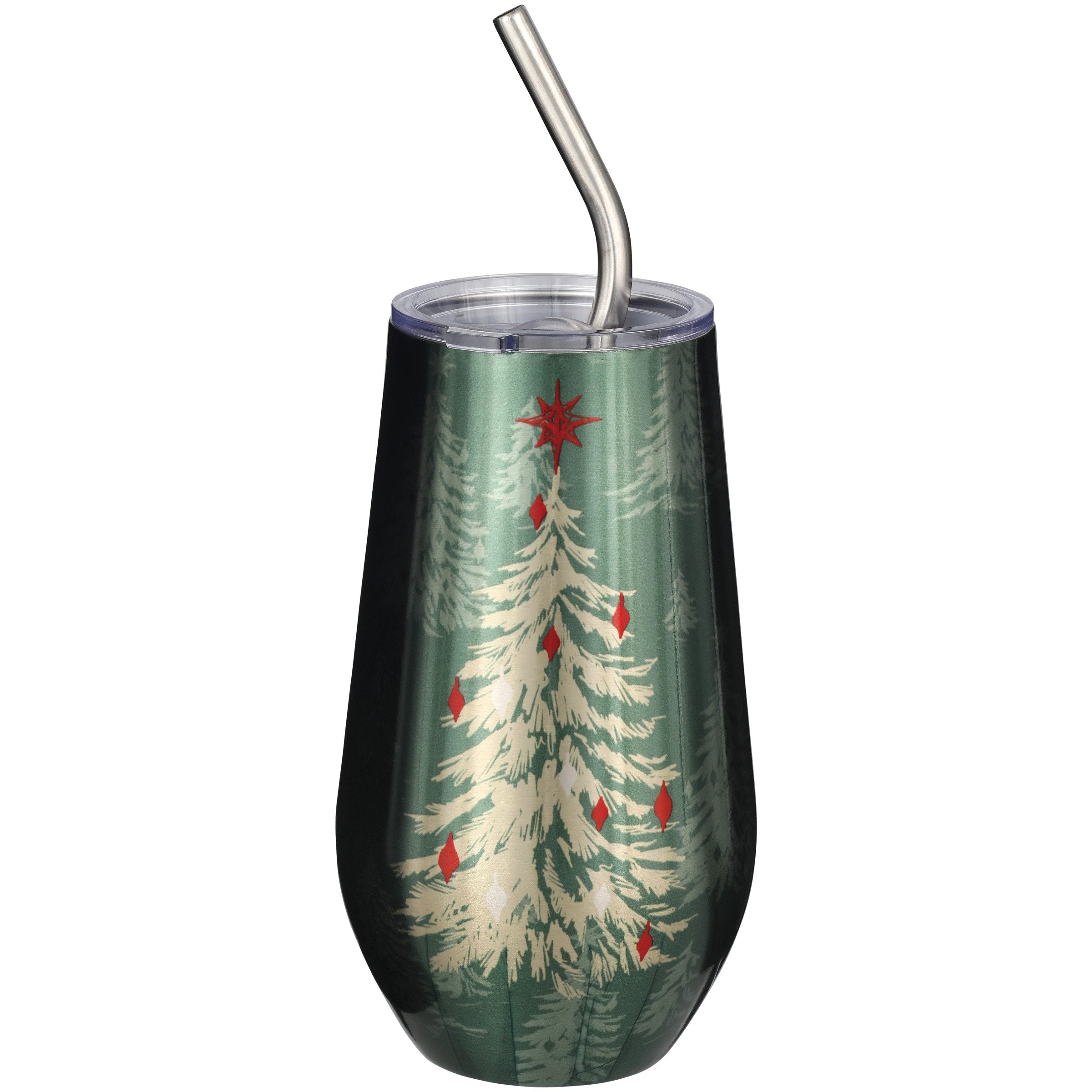 Destination Holiday Christmas Tree Stainless Steel Wine Tumbler with
