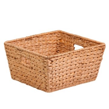 Honey Can Do Natural Water Hyacinth Square Desktop Storage Basket, Large, 15"