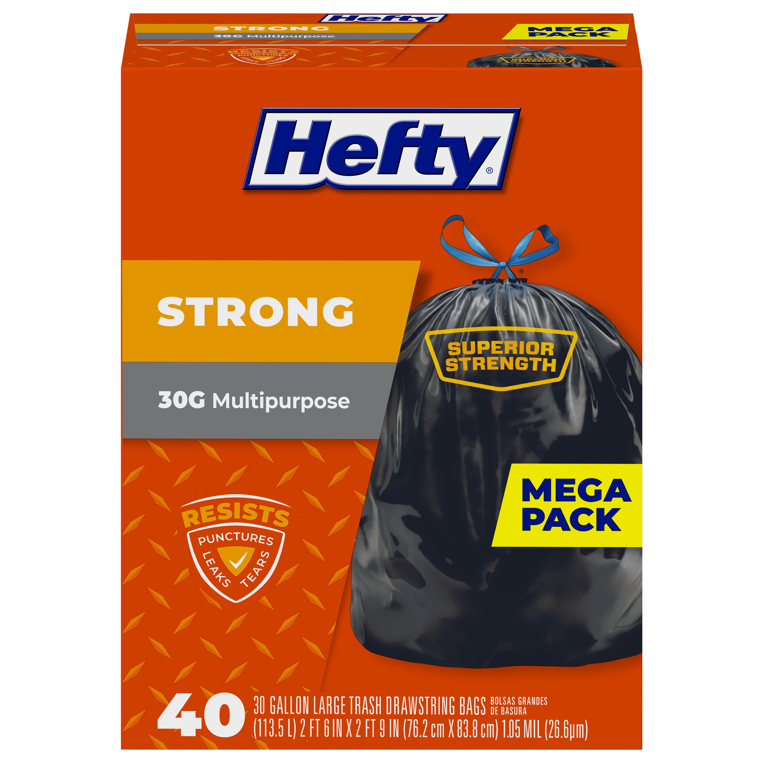 Hefty Strong 33-Gallon Trash Can Liner Extra Large Drawstring