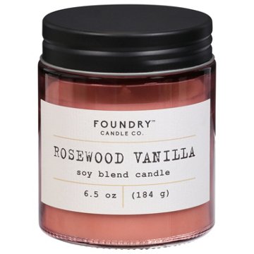 Foundry Candle Co. Rosewood Vanilla Scented Soy Candle, 6.5 oz