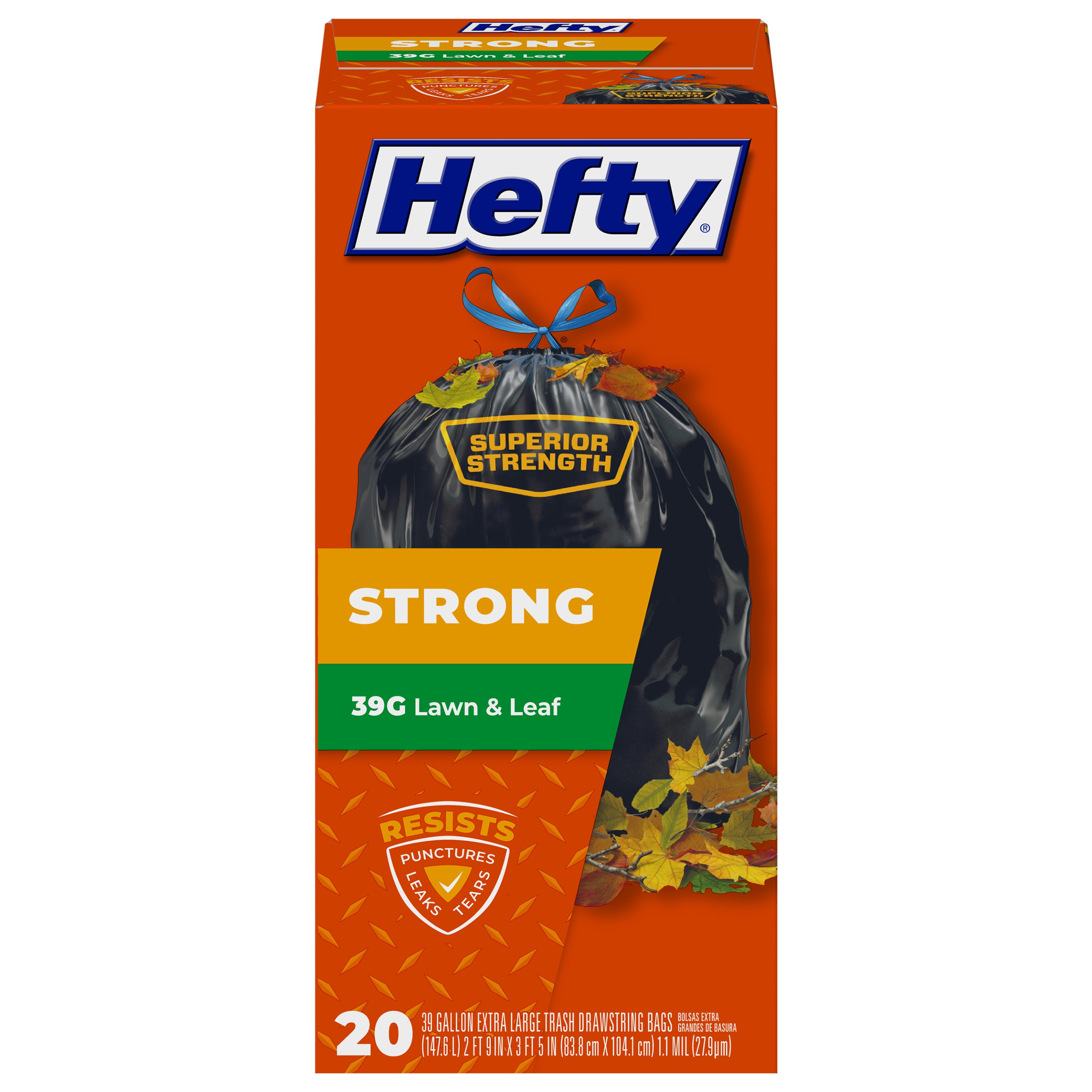 Hefty Strong Large Lawn & Leaf Drawstring Trash Bags, 39 Gallon Shop