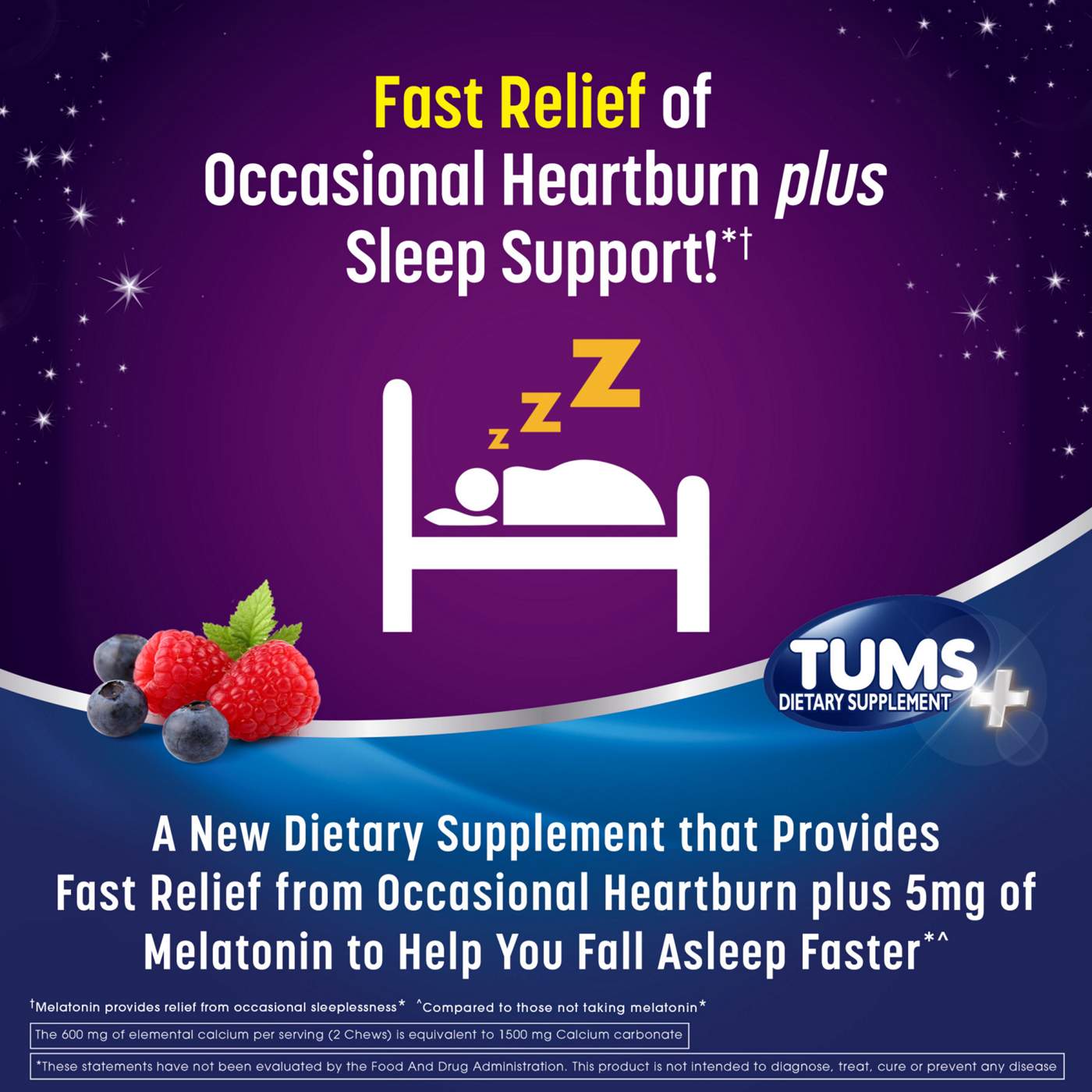 Tums Plus Heartburn + Sleep Support Berry Fusion Shop Digestion & nausea at HEB