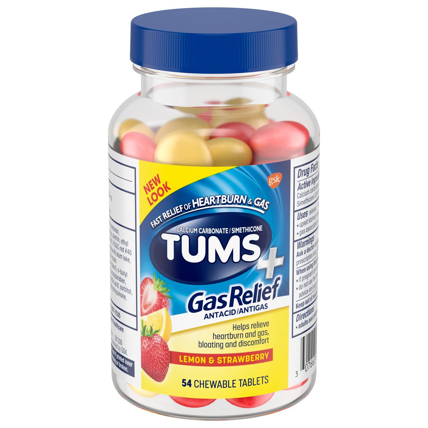 Tums Plus Gas Relief Chewable Tablets - Lemon & Strawberry; image 1 of 2