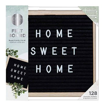 Core Bamboo Square Wood Frame Black Felt Message Board, 9"