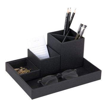 Bigso Box Of Sweden Lena Desktop Organizer- Black, 4 pc
