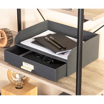 Bigso Box Of Sweden Walter Desktop Letter Organizer with Drawer - Black