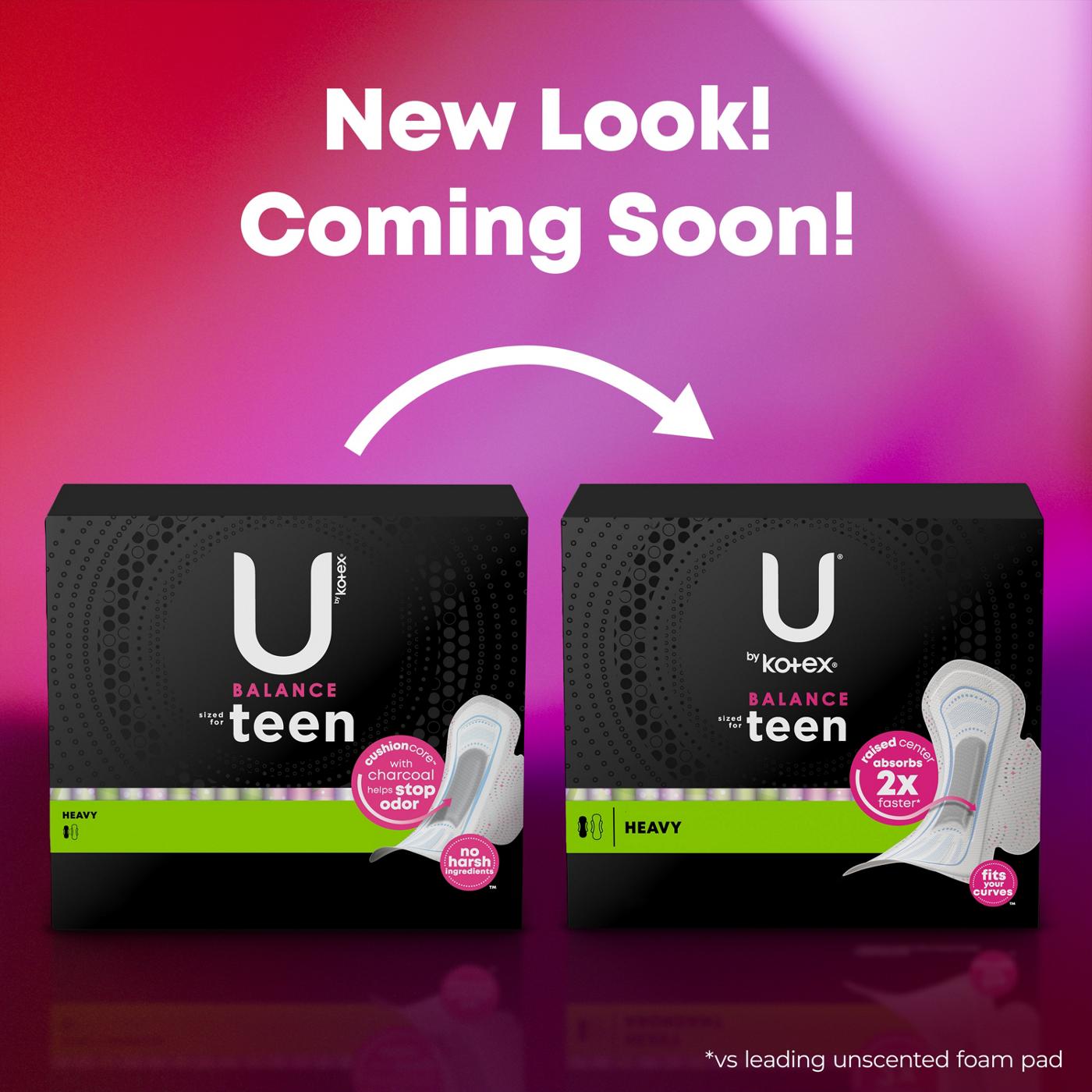 U by Kotex Balance - Sized for Teens Ultra Thin Pads with Wings - Heavy Absorbency; image 3 of 7