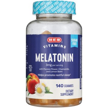 H-E-B Vitamins Melatonin 3 mg Sugar Free Gummies - Botanicals, 140 ct