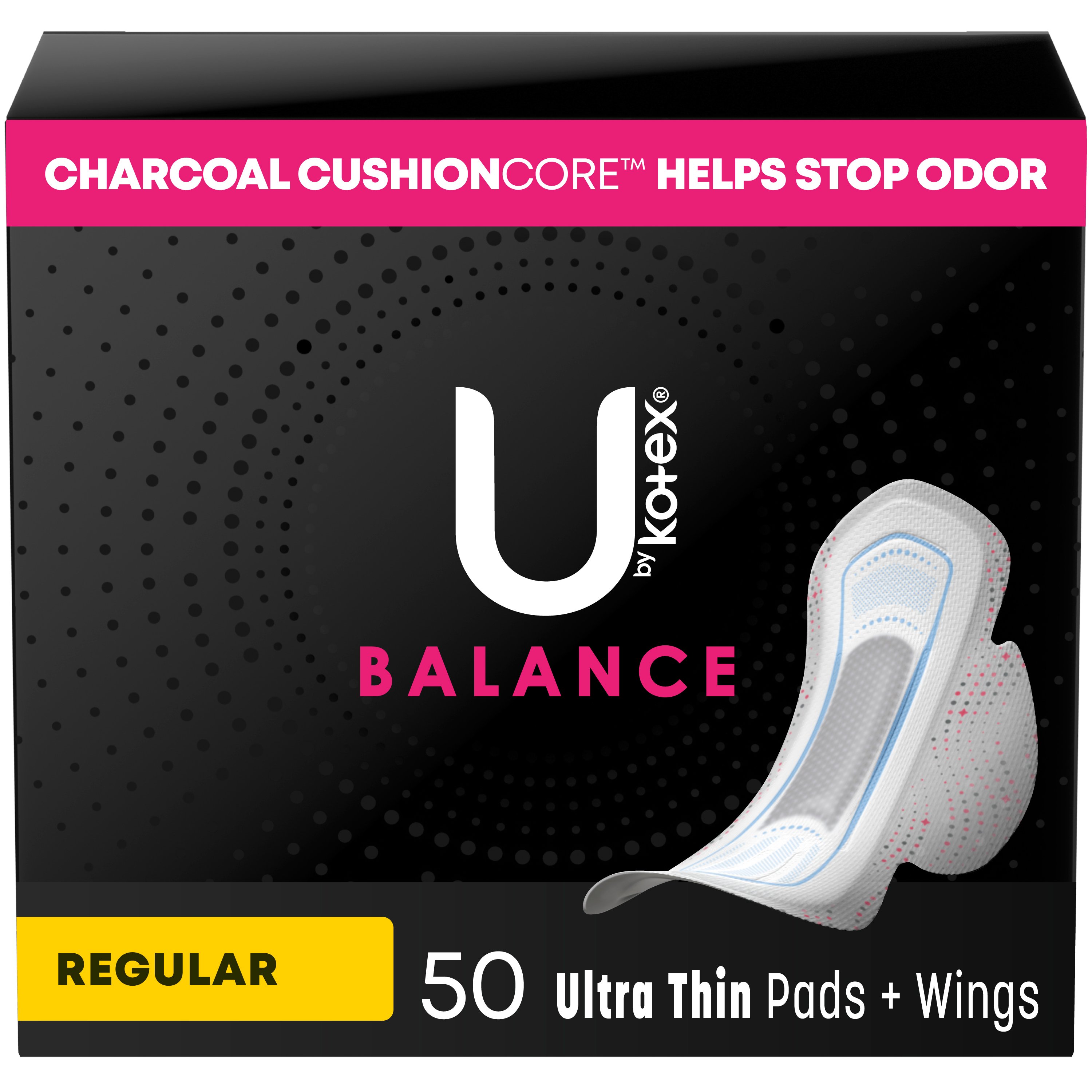 U by Kotex Balance Ultra Thin Pads with Wings Regular Absorbency