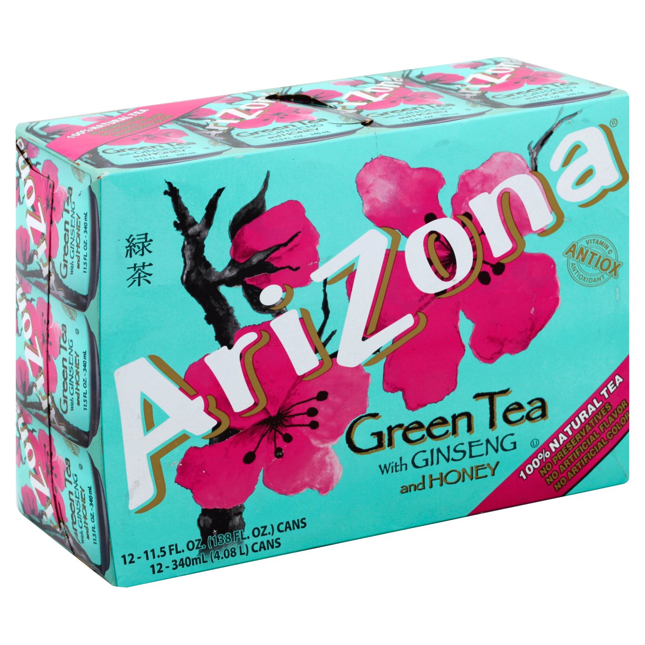 AriZona Green Tea with Ginseng & Honey 12 pk Cans, 11.5 oz