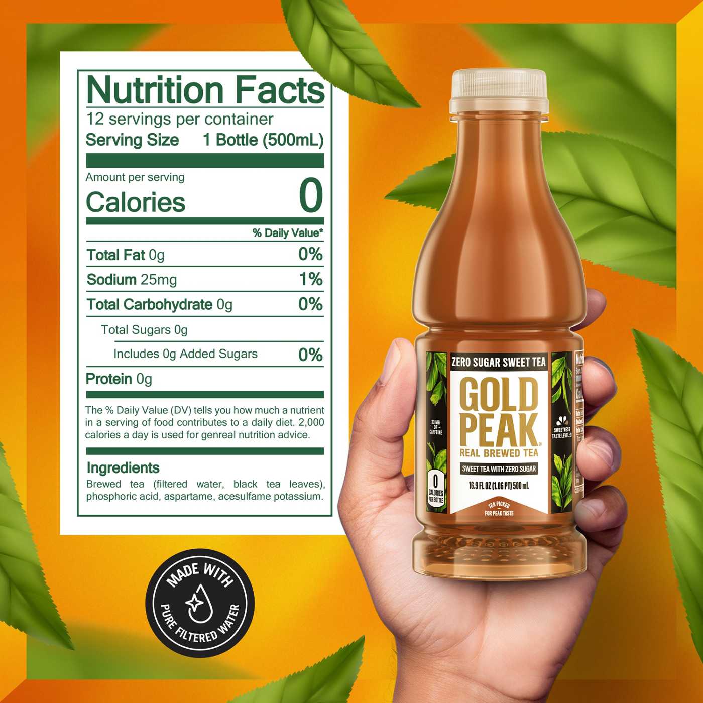 Gold Peak Zero Sugar Sweet Tea Bottles 12 pk Bottles; image 2 of 7