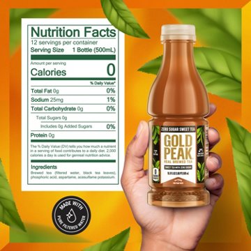 Gold Peak Zero Sugar Sweet Tea Bottles 12 pk Bottles, 16.9 oz