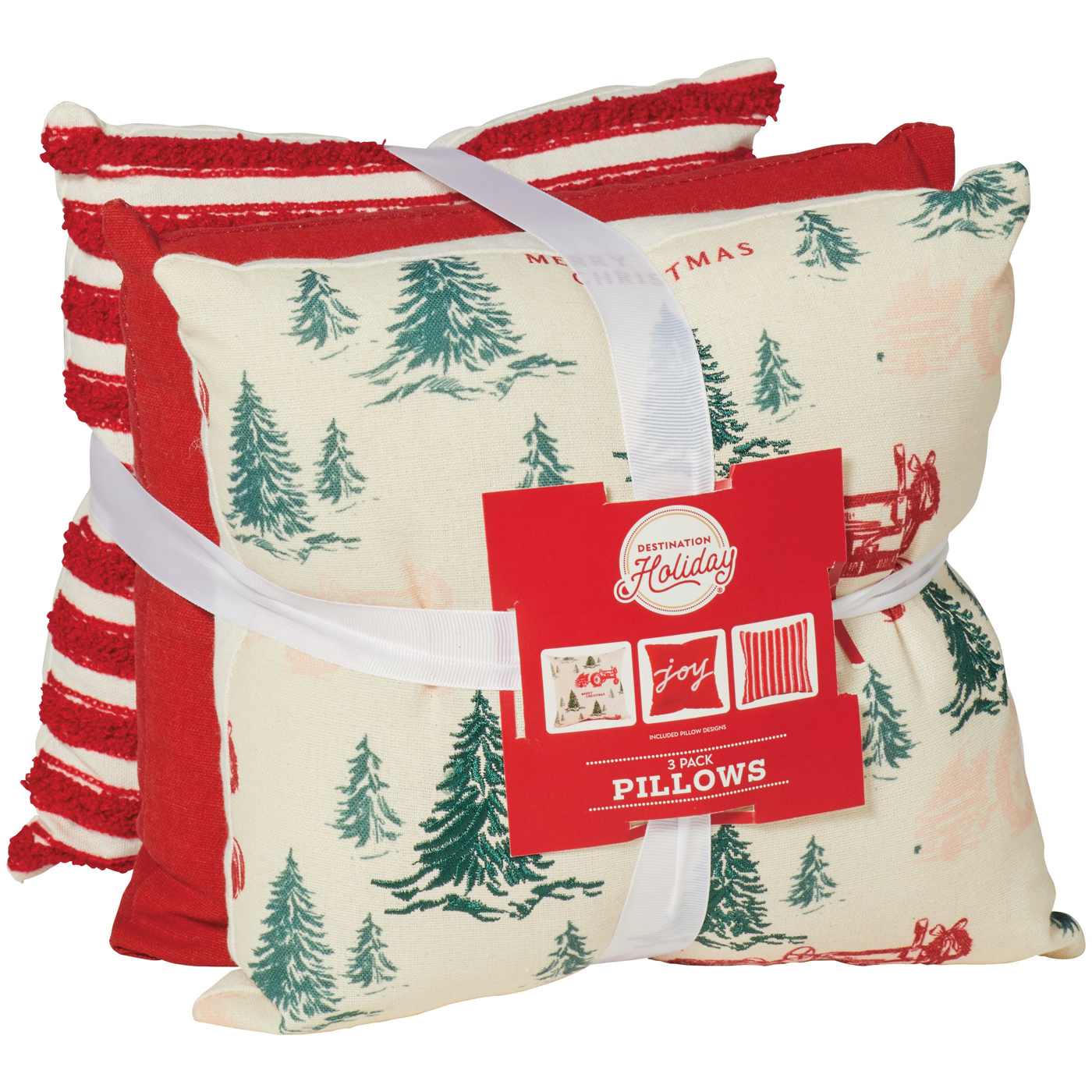 Destination Holiday Christmas Joy Square Pillow Set, 3 Pk Shop