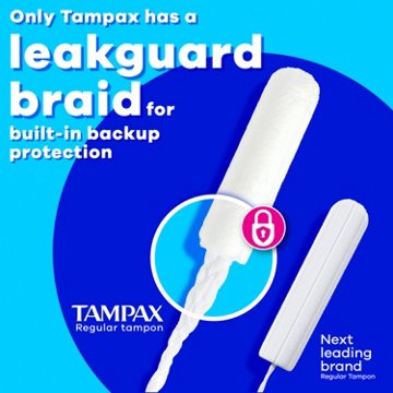 Tampax Pearl Tampons Multipack, with LeakGuard Braid, Regular/Super/Super Plus Absorbency, Unscented, 47 Count, 47 ct