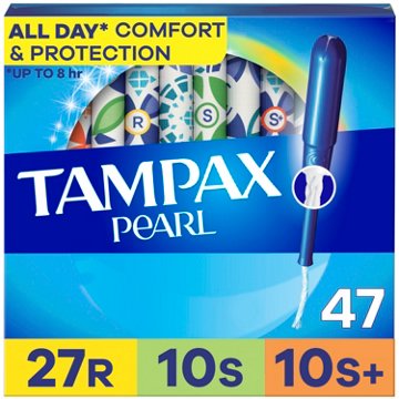 Tampax Pearl Tampons - Regular Super & Super Plus, 47 ct