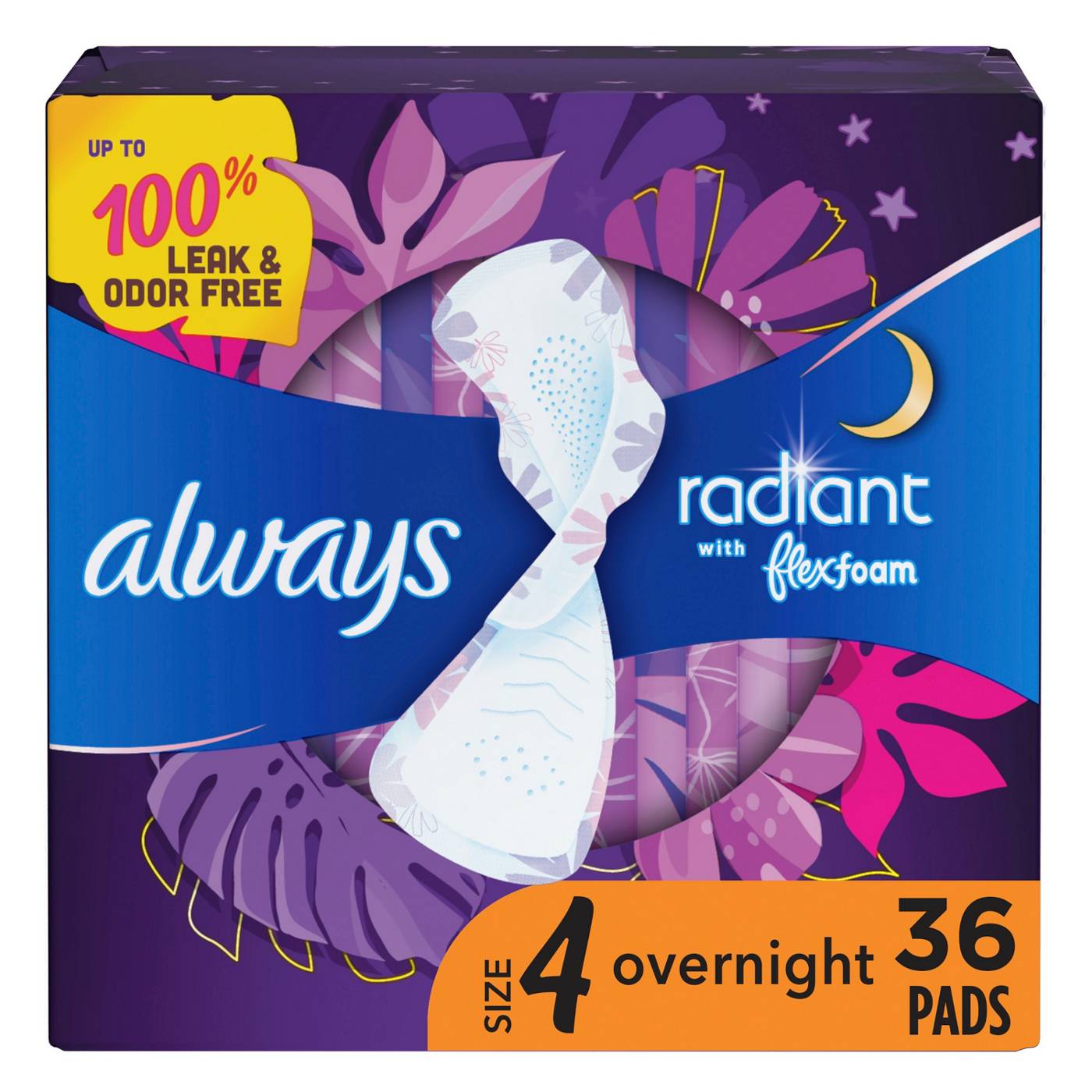 Radiant Pads: Size 4 Overnight With Wings Scented