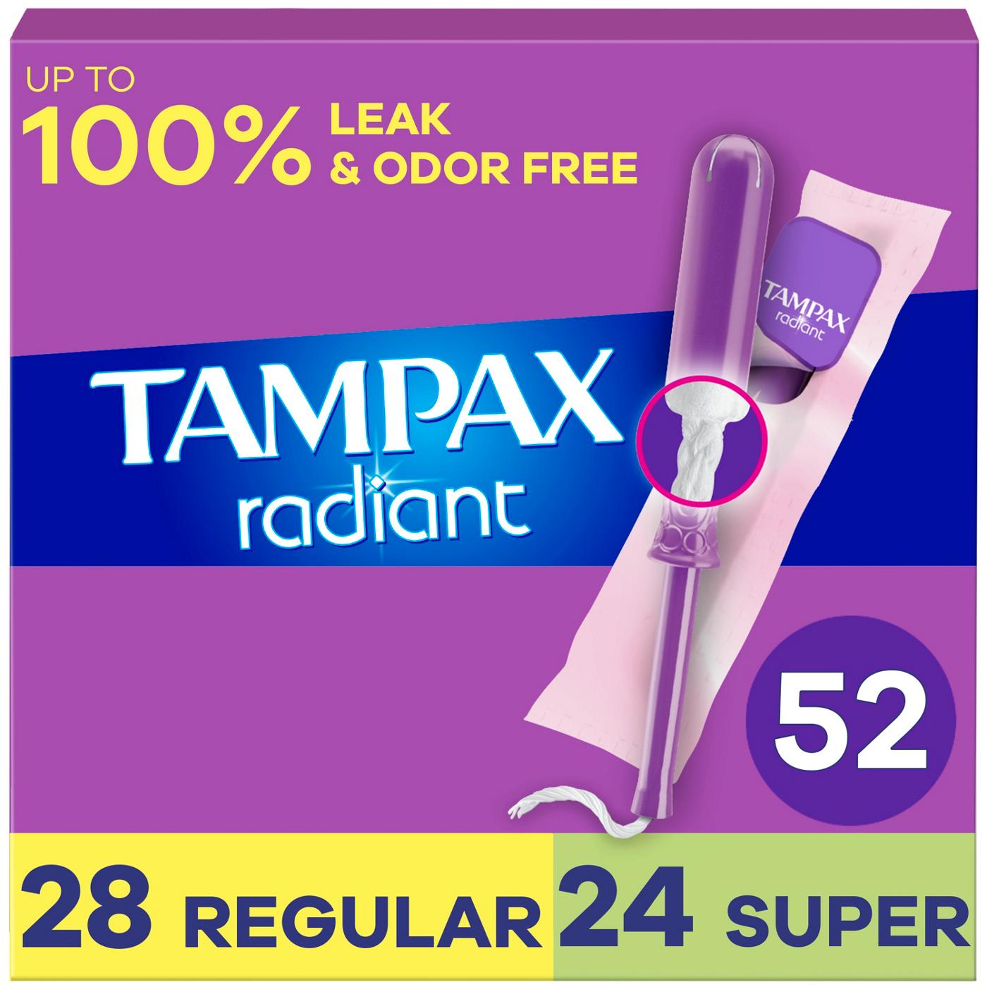 Tampax Radiant Tampons Regular & Super Shop Tampons at HEB