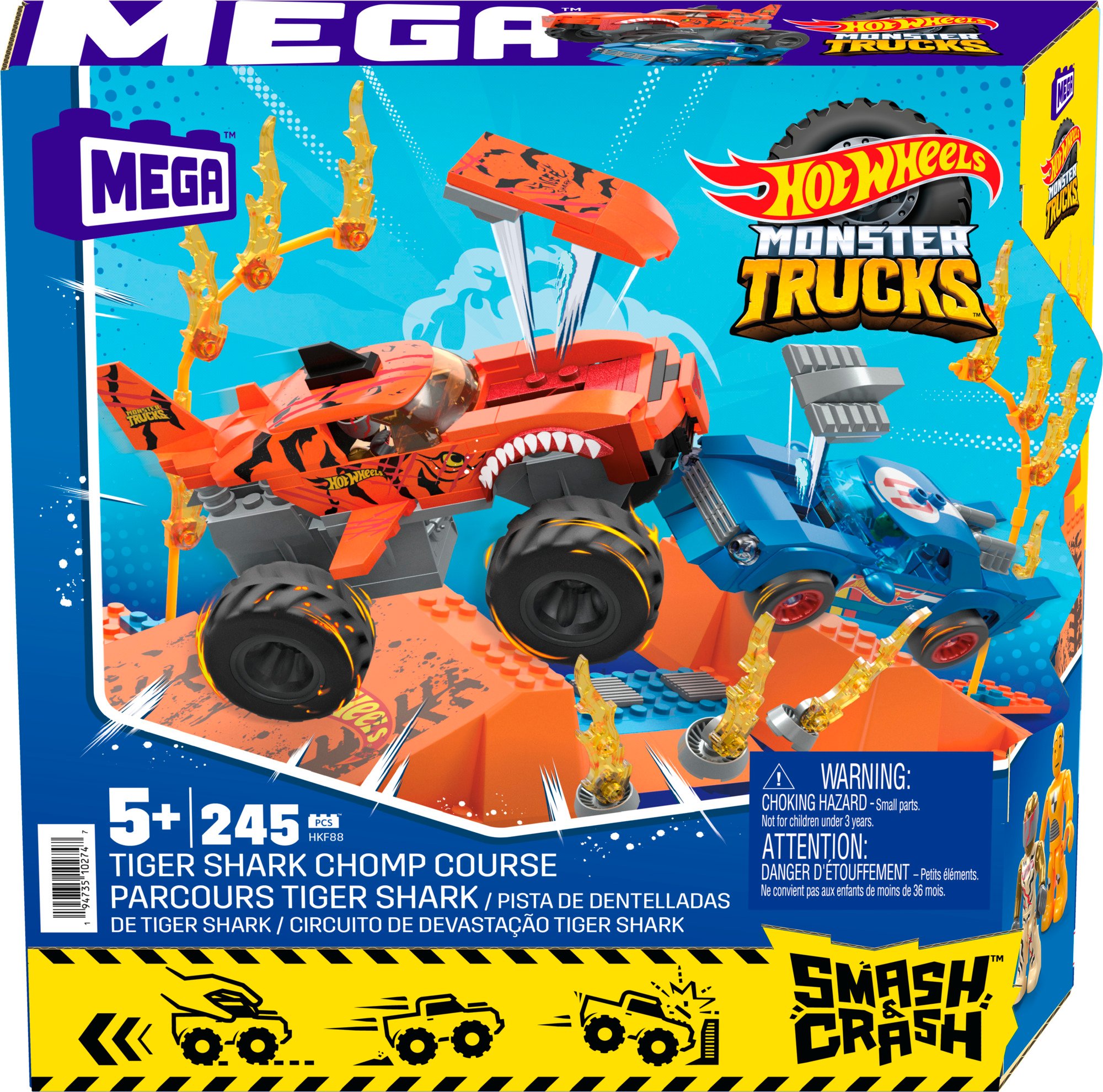 MEGA Construx Hot Wheels Tiger Shark Chomp Course Monster Truck