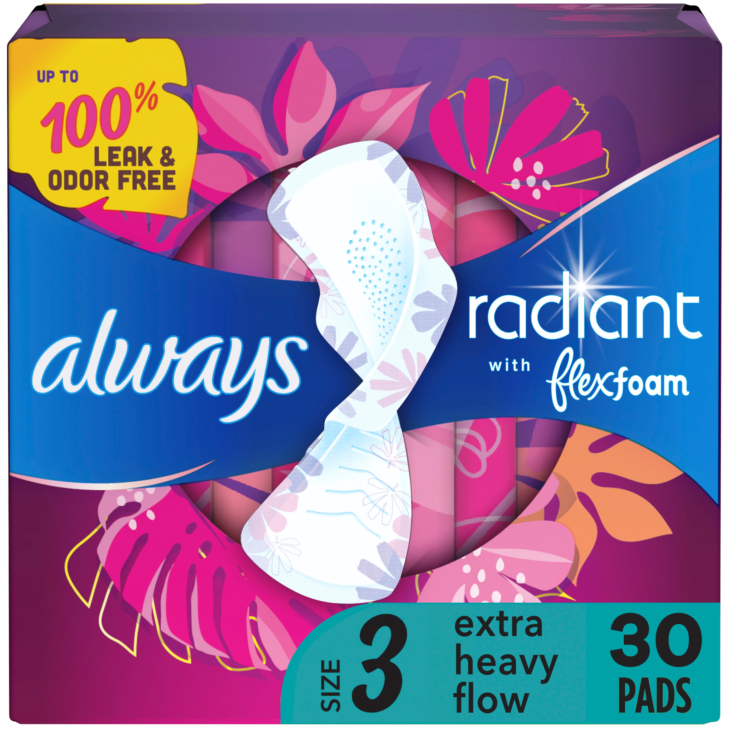 Always Radiant Extra Heavy Flow Pads with Wings Size 3 Shop Pads