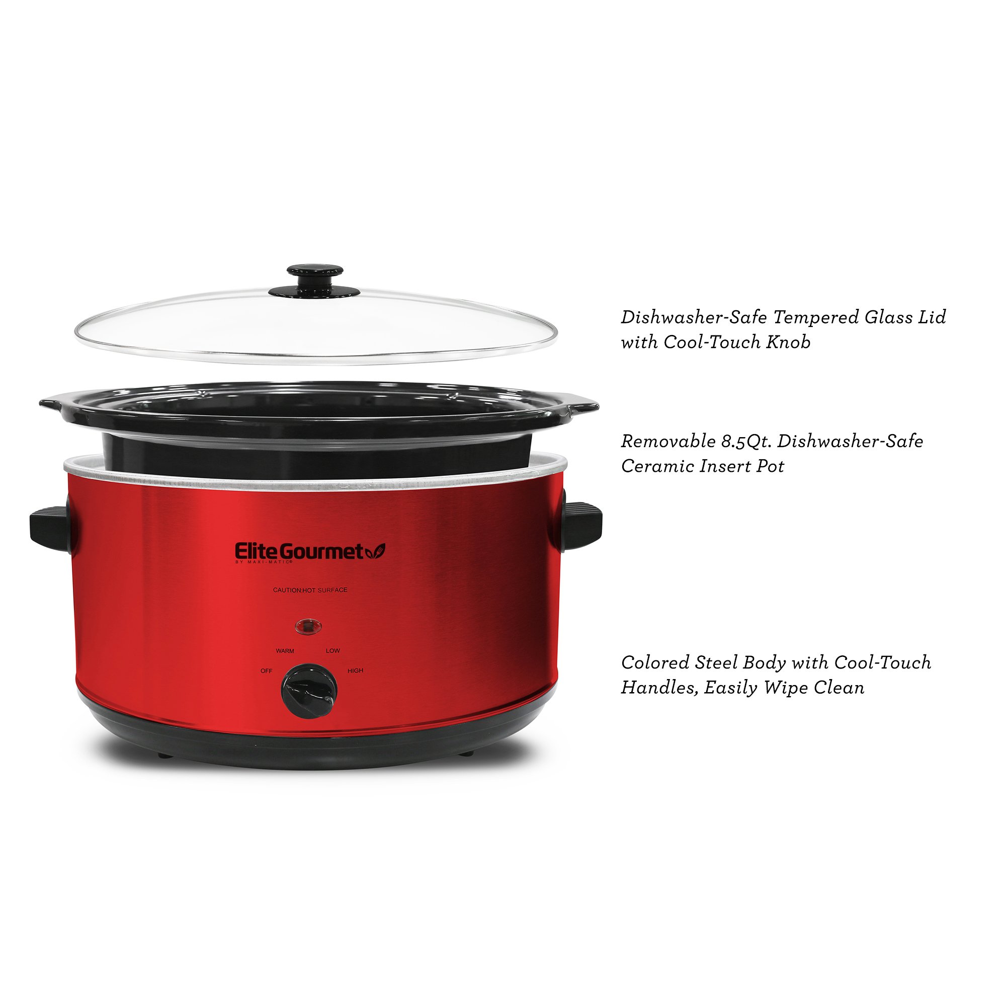 Elite Gourmet Stainless Steel Slow Cooker - Red - Shop Cookers & Roasters  at H-E-B