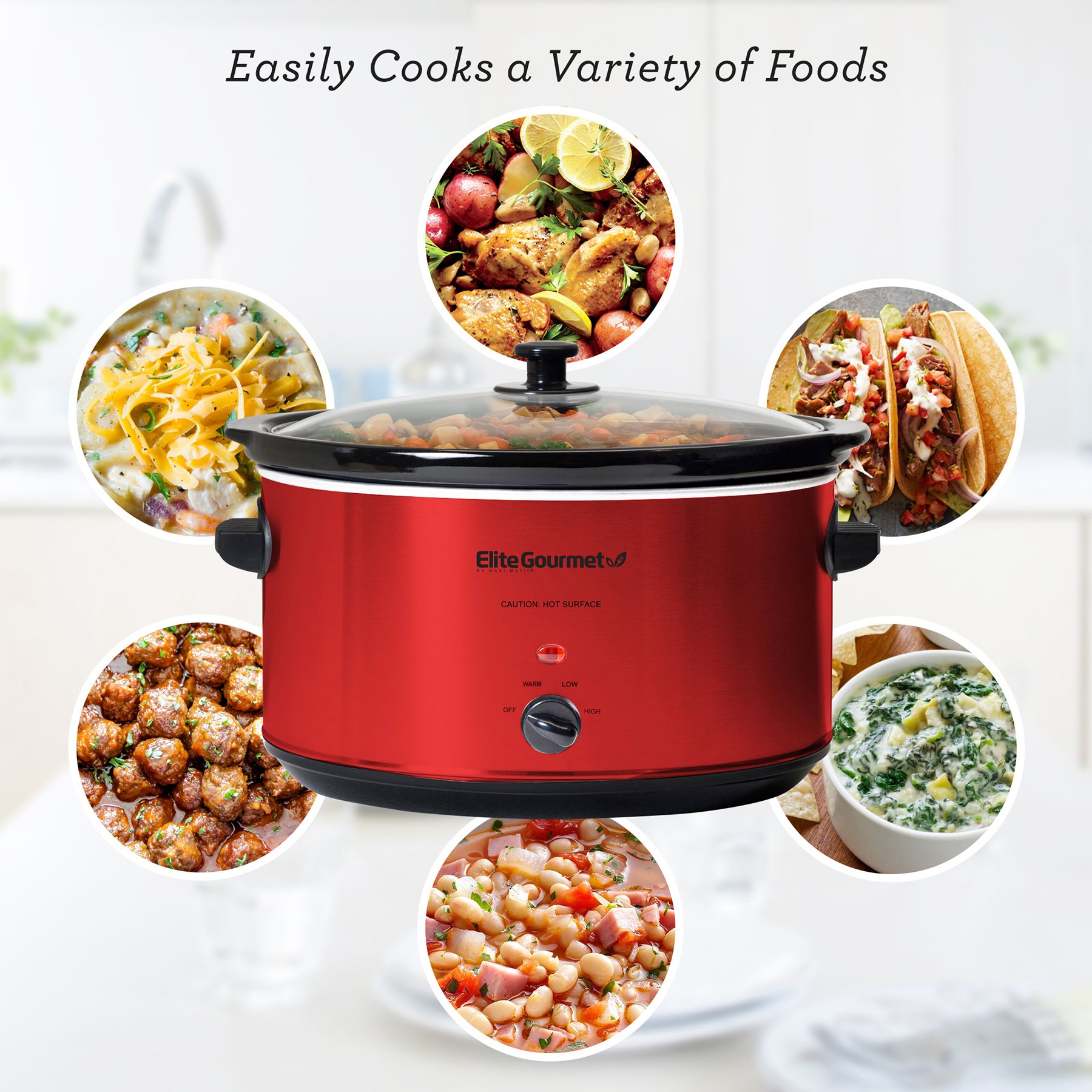 Elite Gourmet Stainless Steel Slow Cooker - Red - Shop Cookers & Roasters  at H-E-B