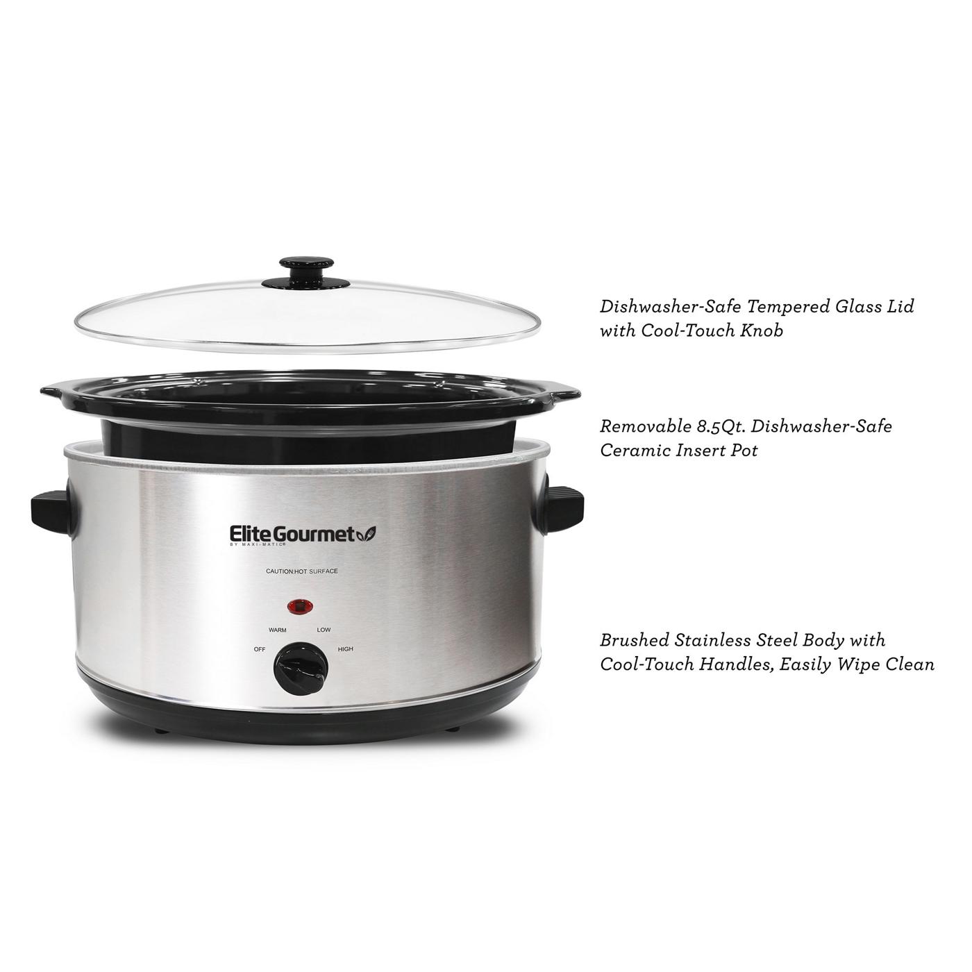 Elite Gourmet Stainless Steel Slow Cooker - Silver; image 3 of 7