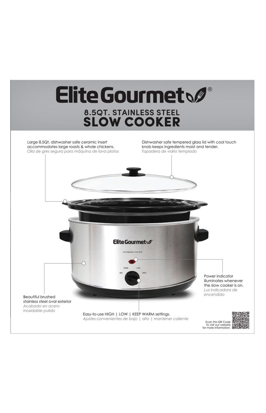 Elite Gourmet Stainless Steel Slow Cooker - Silver; image 4 of 7