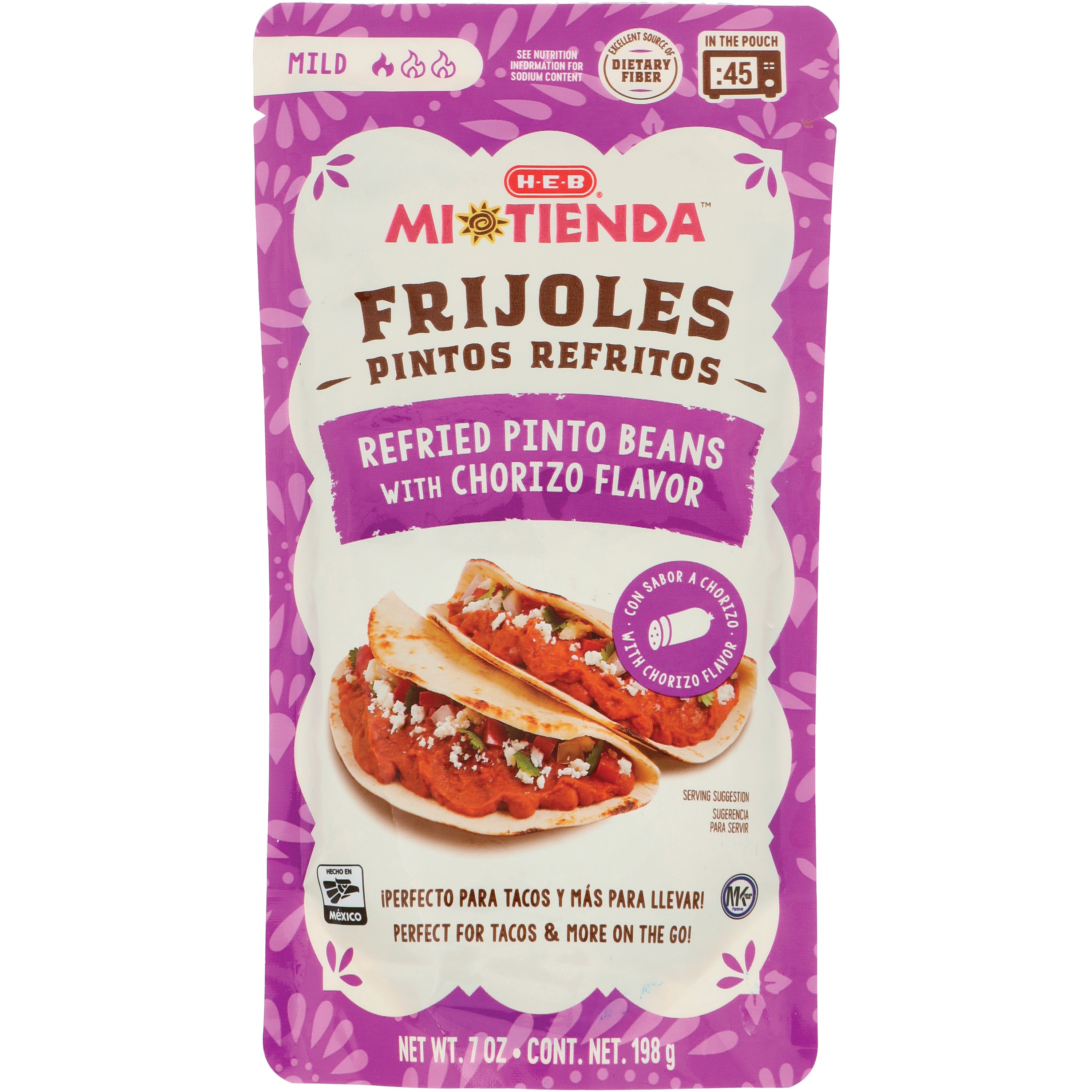 H-E-B Mi Tienda Microwavable Refried Pinto Beans – Chorizo Flavor ...