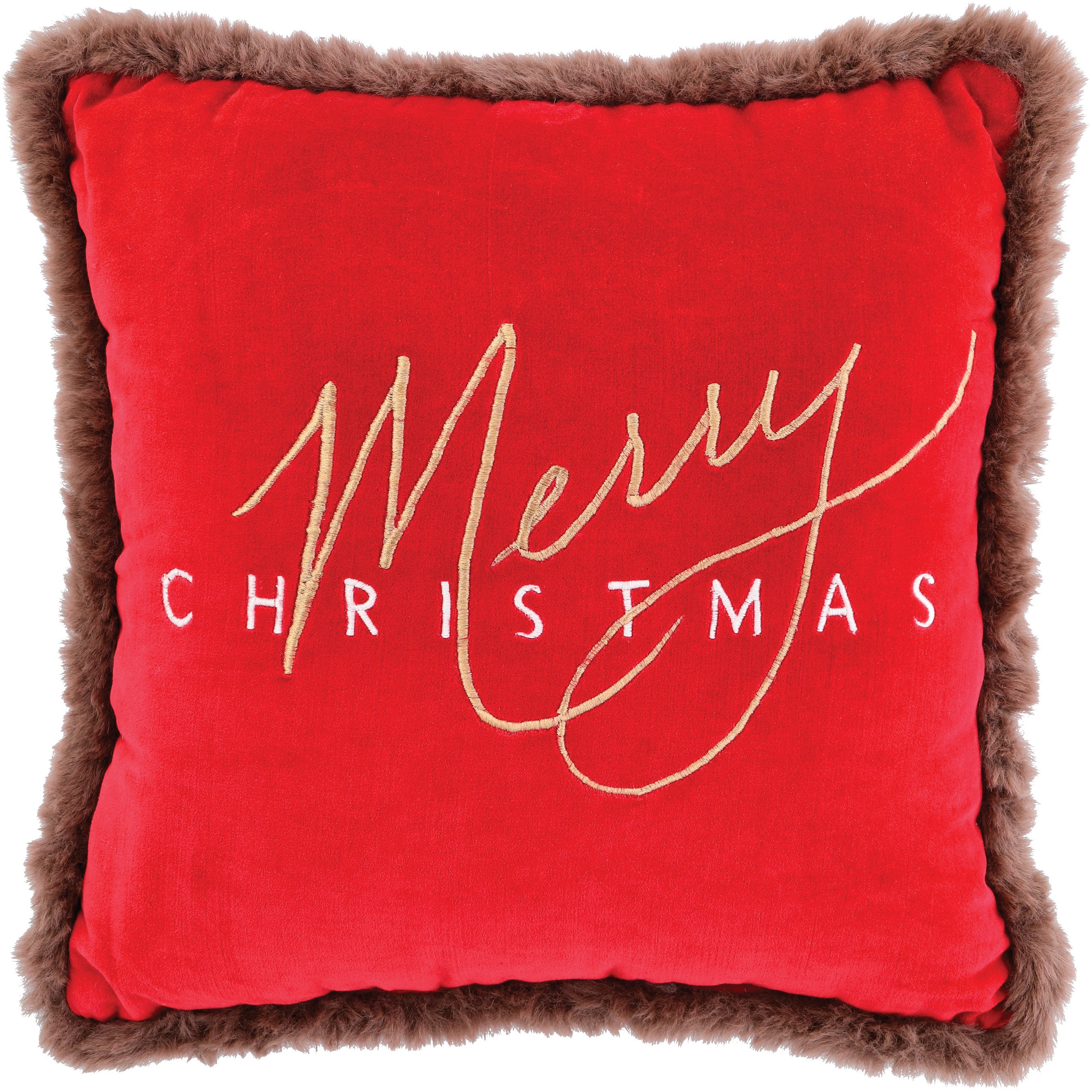 Merry Red Holiday Throw Pillow