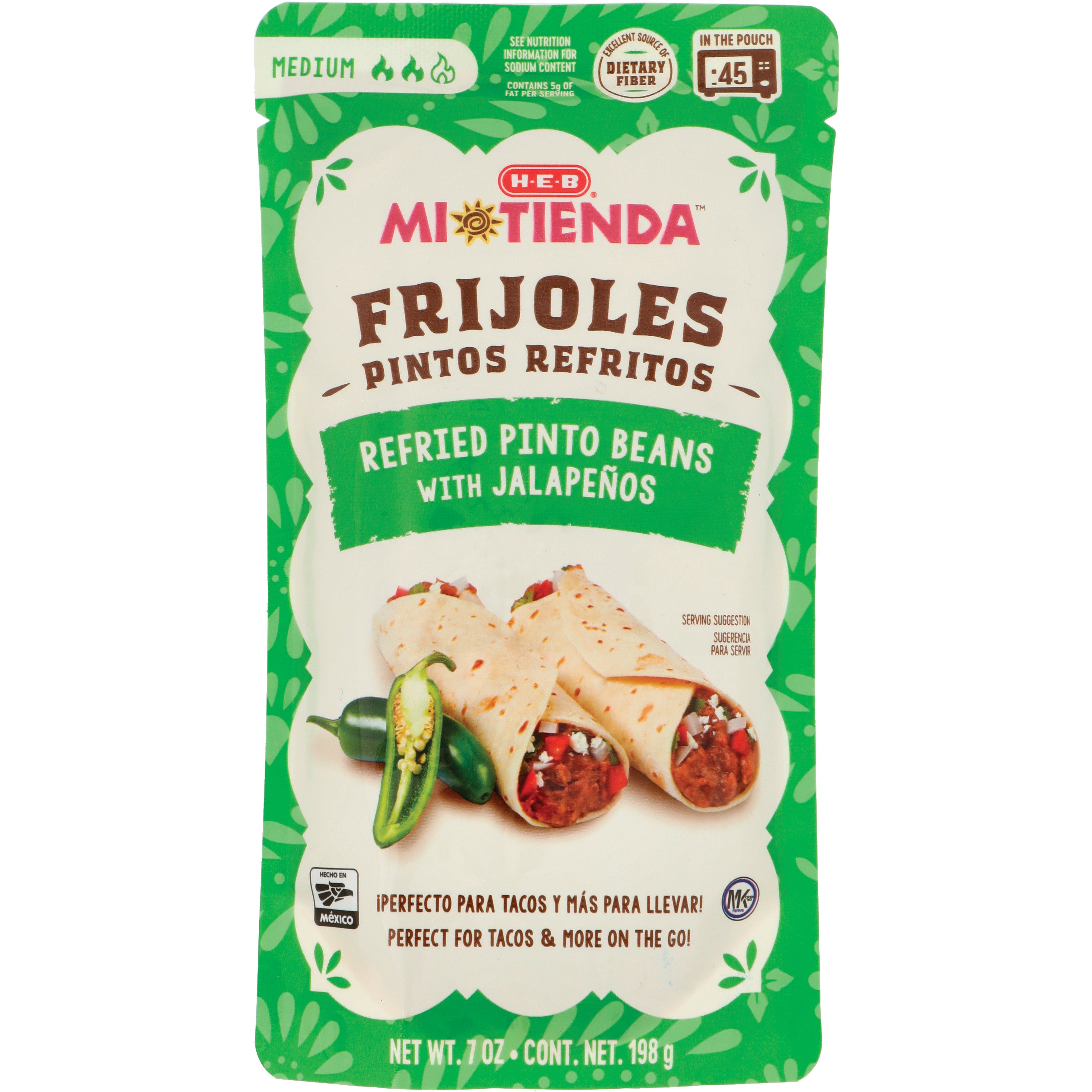HEB Mi Tienda Microwavable Refried Pinto Beans Jalapeño Shop Beans & legumes at HEB